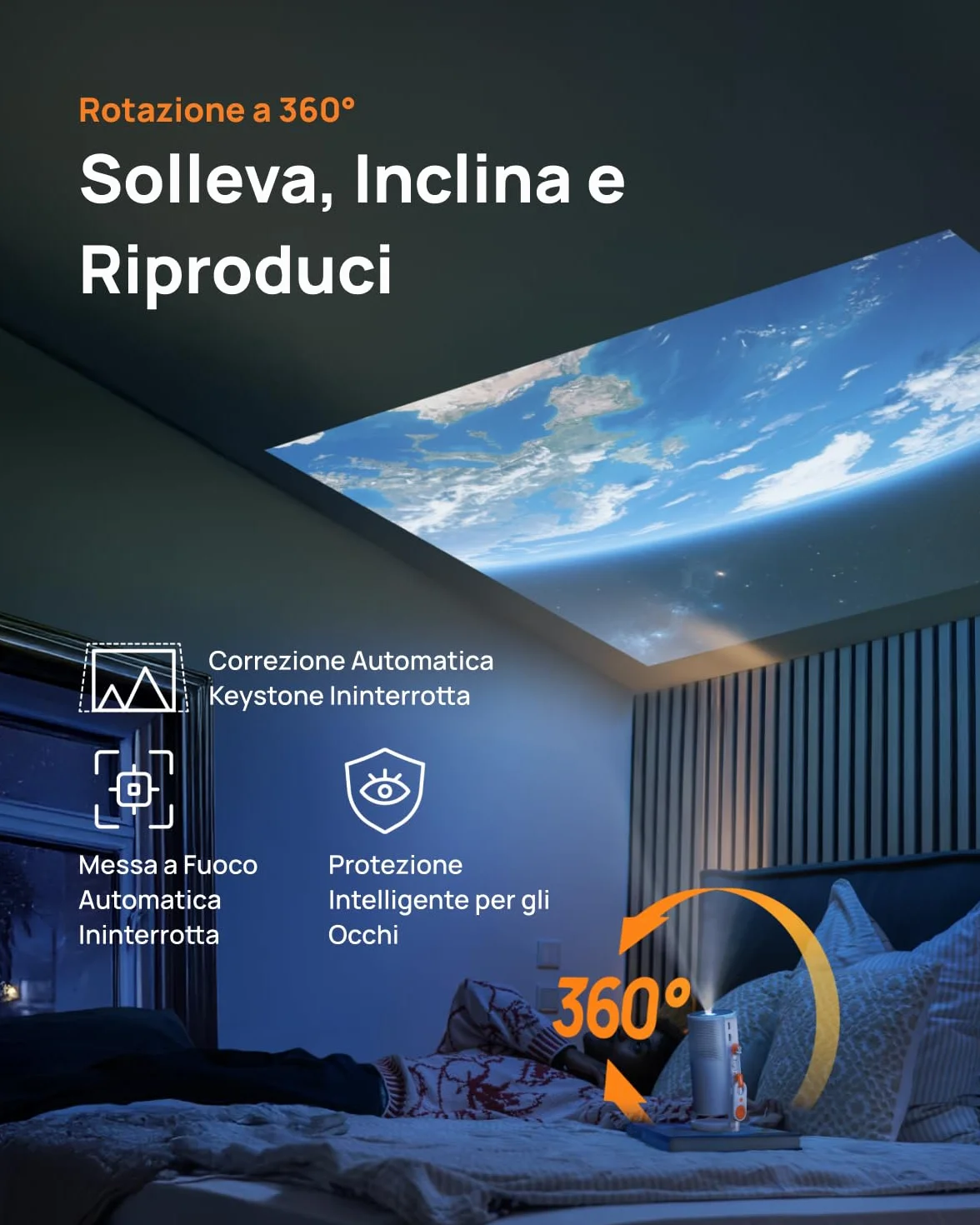 XGIMI MoGo 4 Laser Proiettore Portatile 550 Lumen ISO Supporto 360° Batteria Integrata Google TV Netflix Harman Kardon