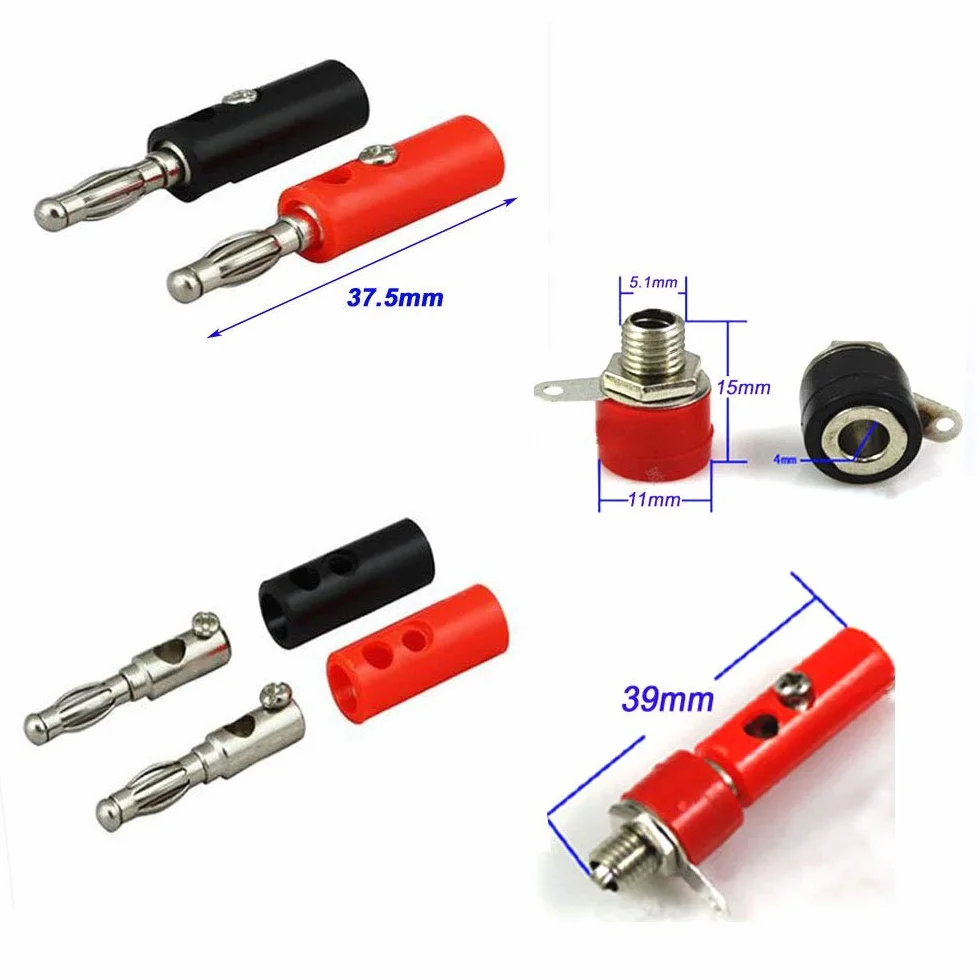 Spina a Banana da 4 mm, Connettori Femmina da Pannello, RUNCCI-YUN 52 Pz Connettore Audio e Altoparlante