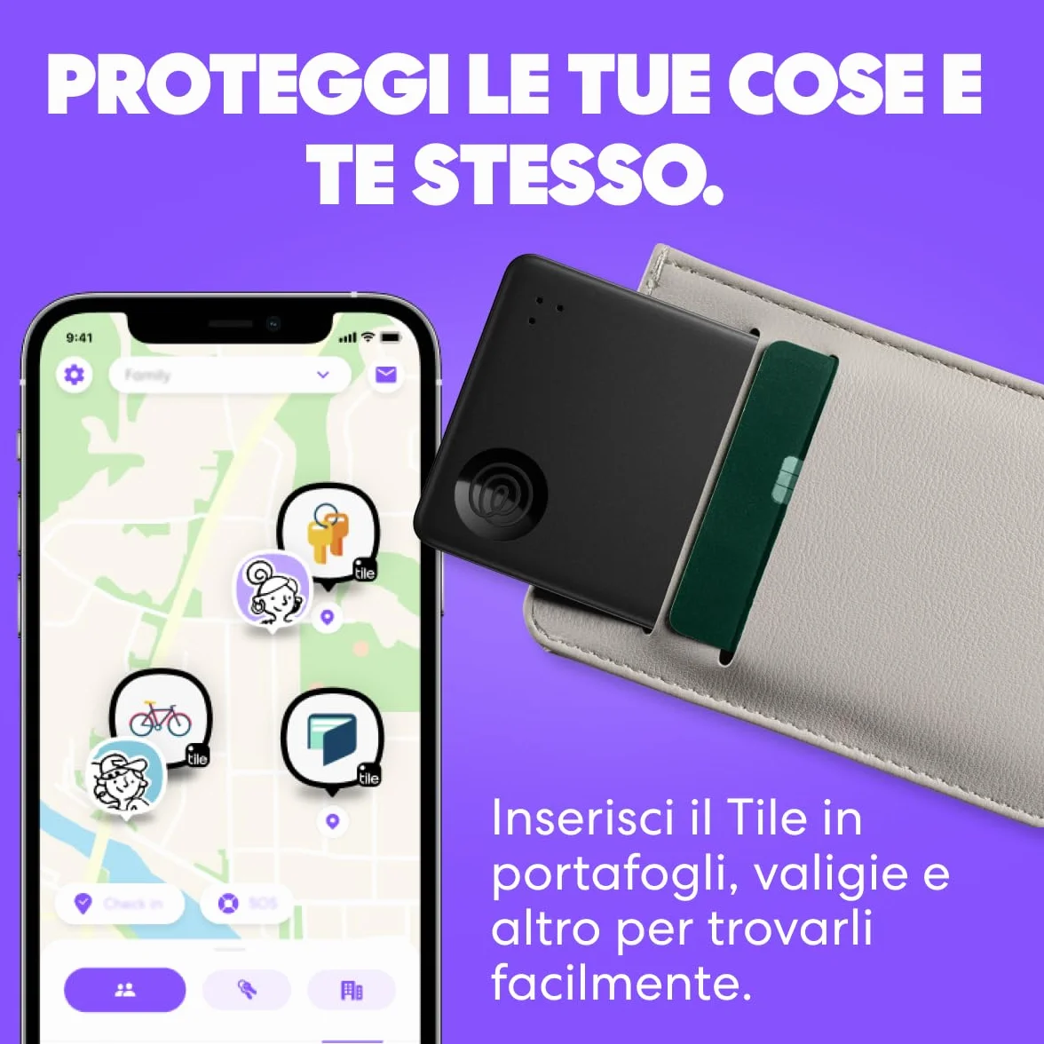 Tile by Life360 Slim Localizzatore Bluetooth Portafogli Tracker 1 Pacchetto Nero