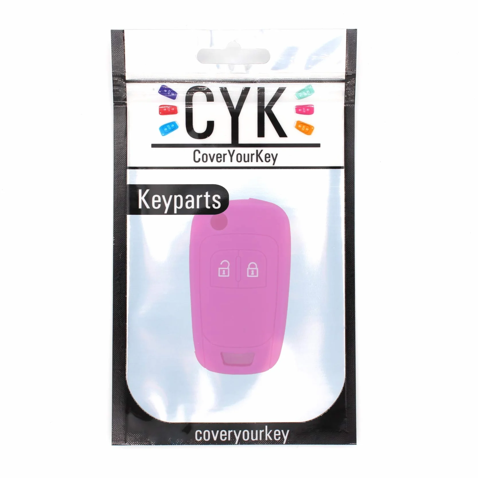 Custodia protettiva in silicone per chiavi auto 2 pulsanti rosa fluo
