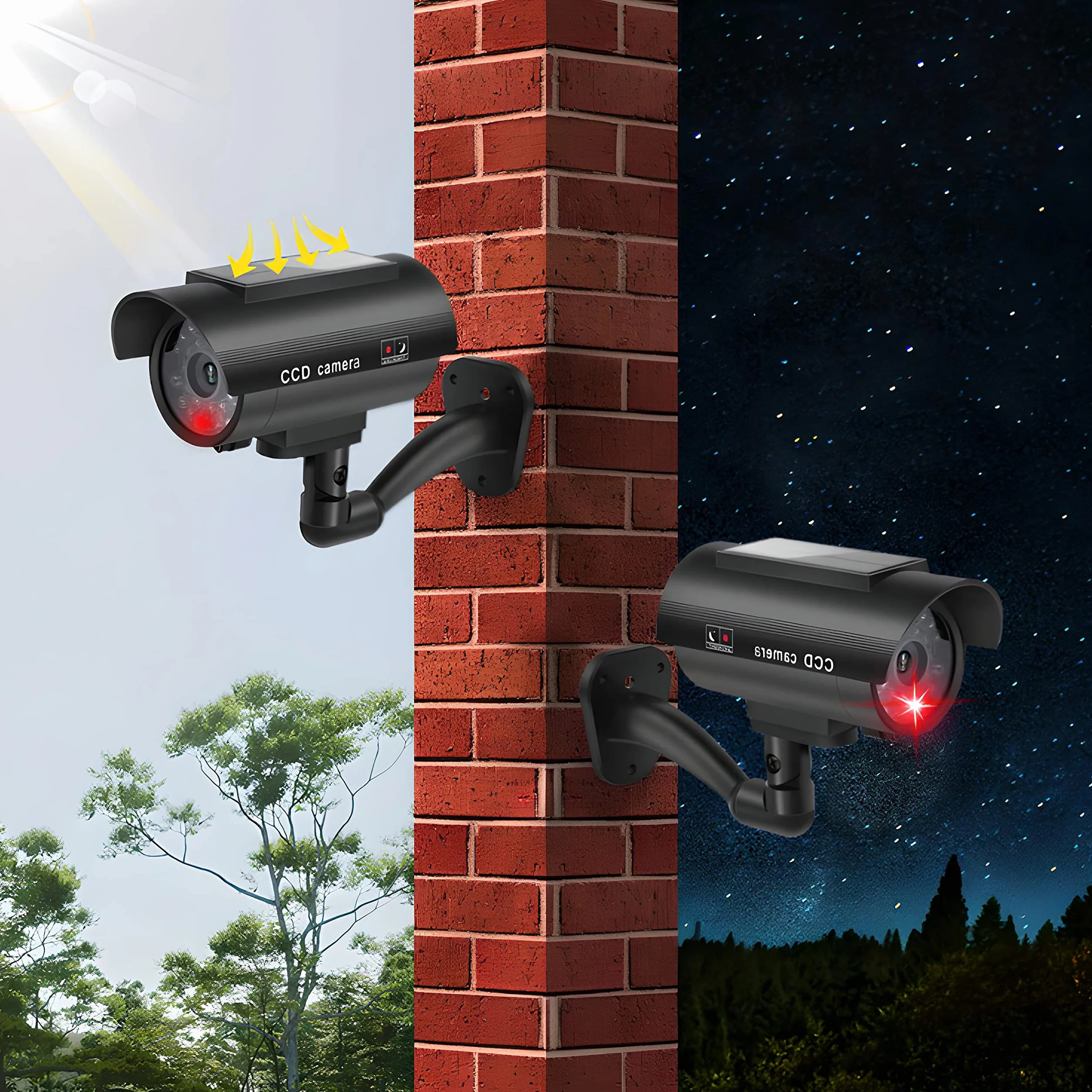 Retoo Telecamera Finta Solare LED Lampeggiante CCTV Imitazione Realistica Interni Esterni