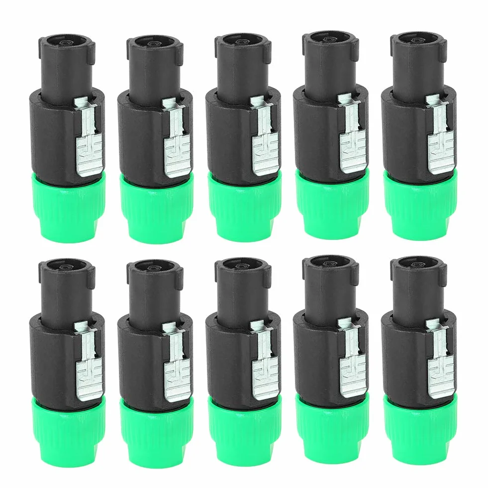 Connettore per Cavo Speakon NL4FC 4 Pin Impermeabile 10PCS Verde
