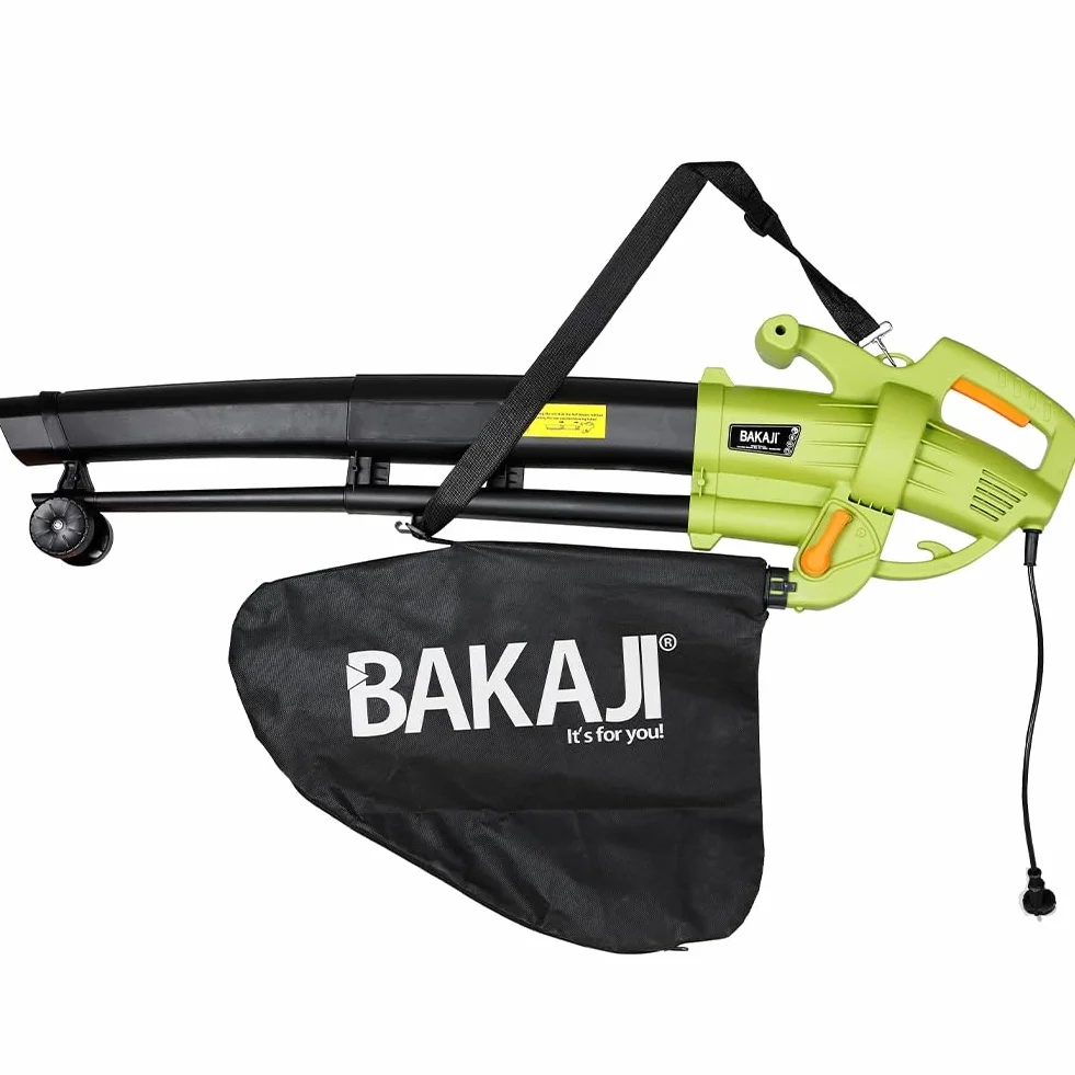 Aspirafoglie Elettrico da Giardino 3 in 1 Aspiratore Trituratore e Soffiatore Soffia Foglie Potenza 3000 W con Serbatoio di Raccolta 45lt Rotelle e Tracolla per Manutenzione Spazi Esterni