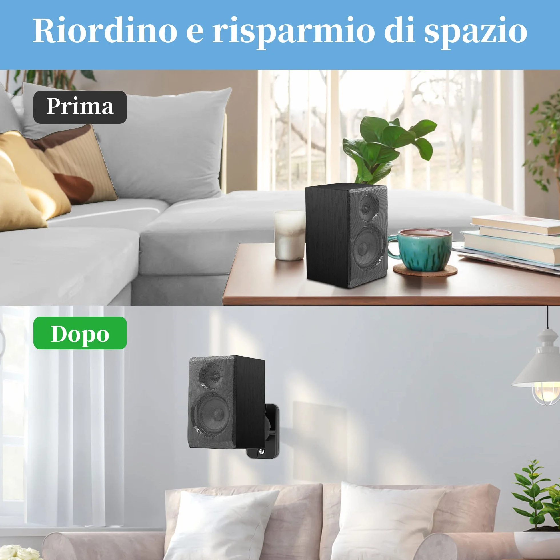 Cozycase Coppia Supporti da Parete per Altoparlanti 2 pezzi Girevoli Inclinabili Staffe per Casse a parete fino a 3,5 kg Nero