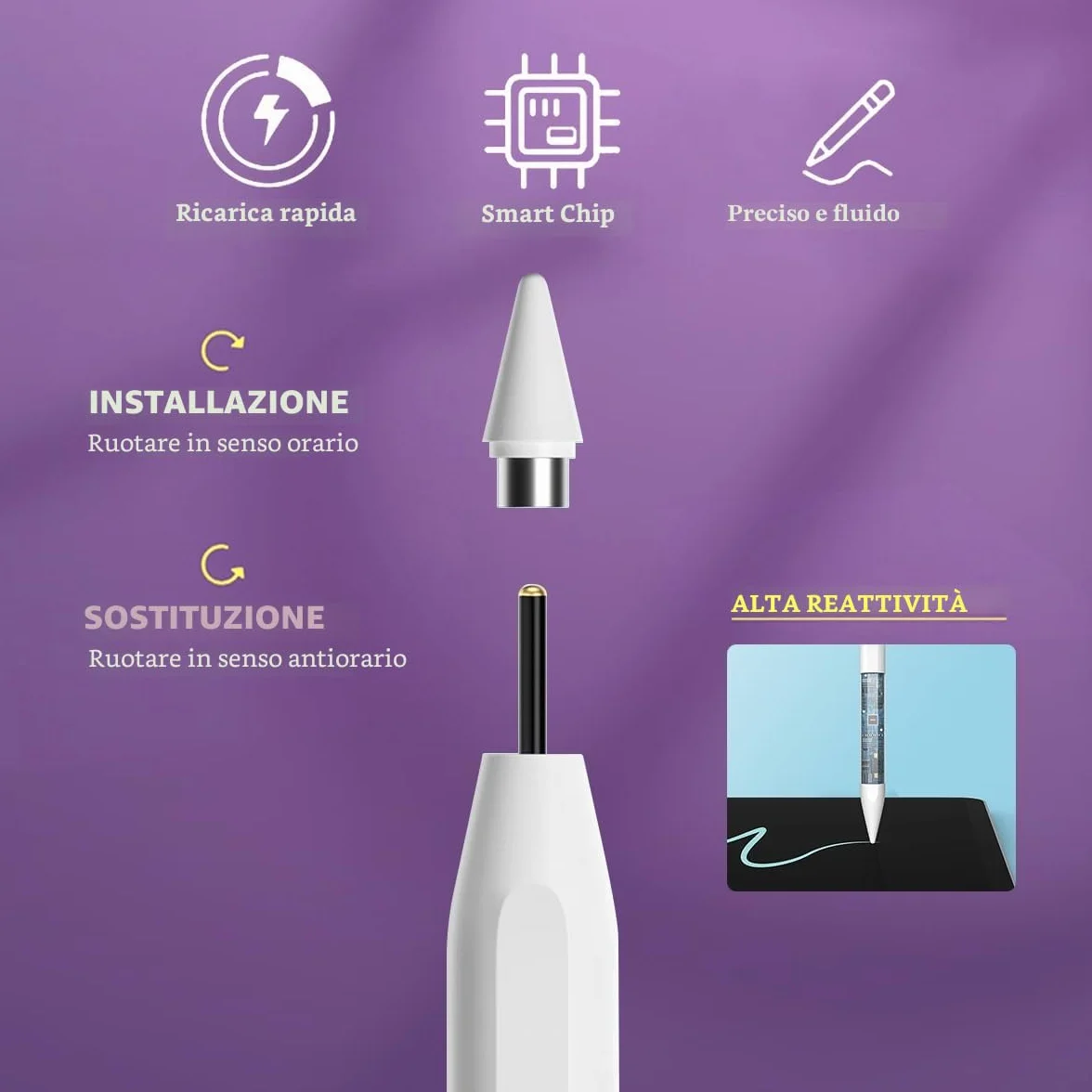 Penna per iPad Universale Touch per Tablet Smartphone Android iOS