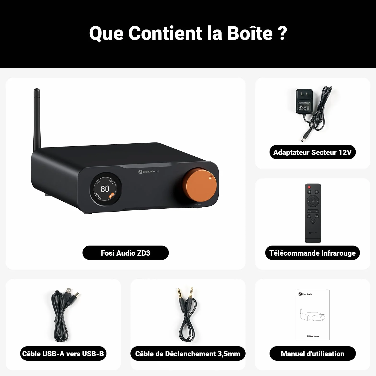 Fosi Audio ZD3 DAC da Tavolo Preamplificatore ES9039Q2M Bilanciato Bluetooth USB Ottico COAX HDMI ARC XLR RCA