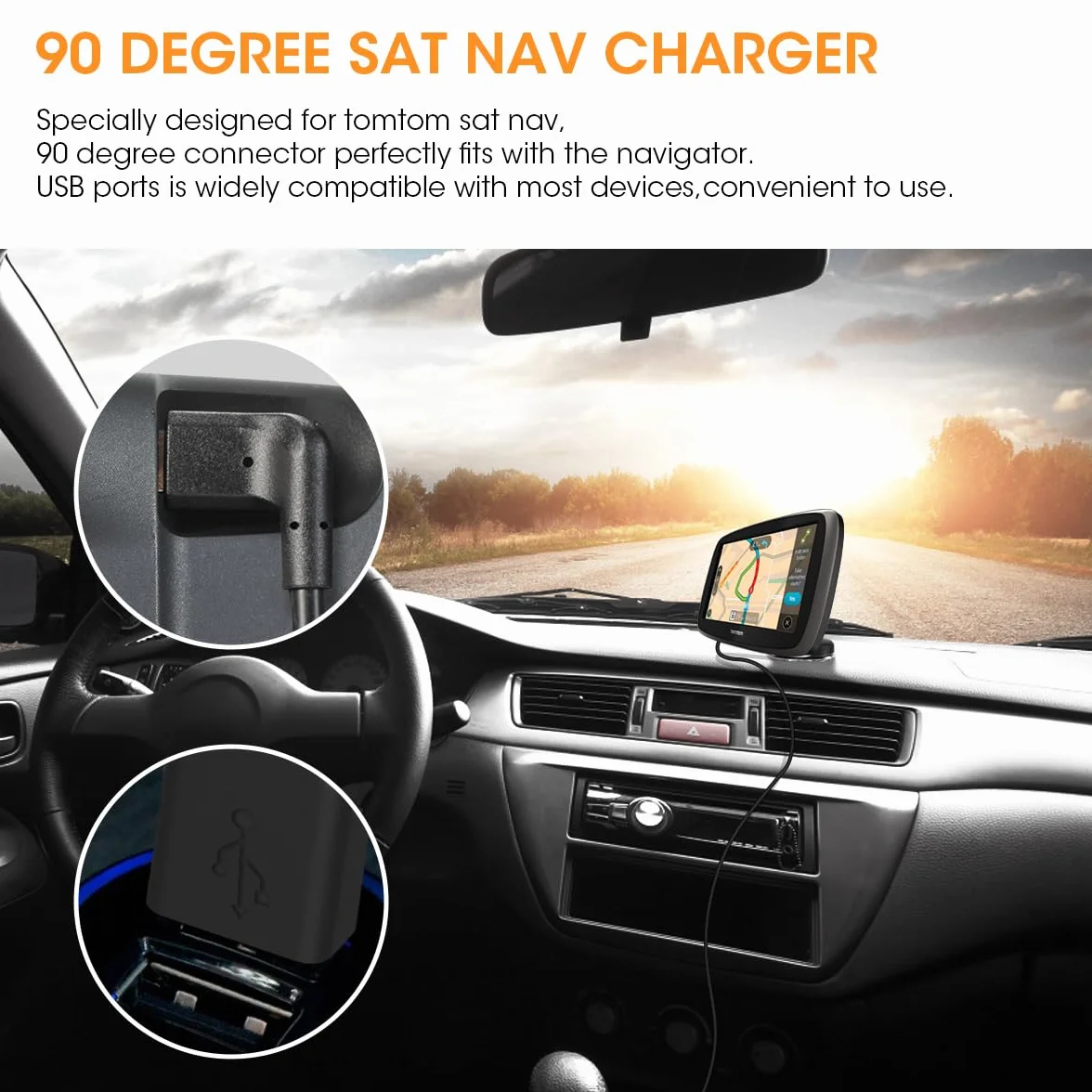 Cavo di Ricarica Micro USB per TomTom Start 42/52/62, Go 520/620, GO Live, Via Live, 1.5 m