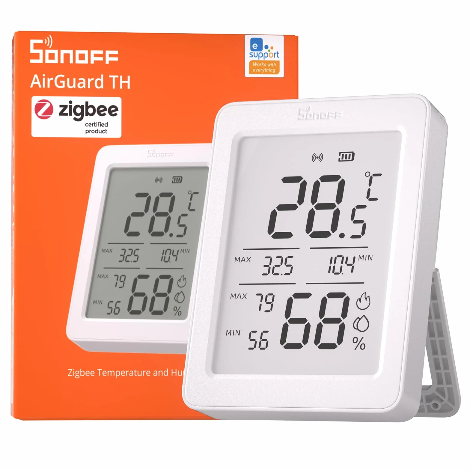 SONOFF SNZB-02DR2 AirGuard TH Czujnik Zigbee Temperatura Wilgotność LCD 3,6" Monitorowanie Aplikacja