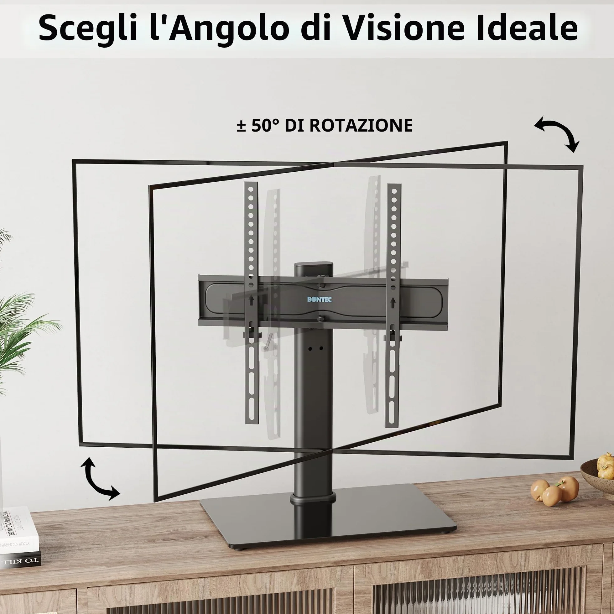 BONTEC Supporto da Tavolo per TV 24-60 Pollici Altezza Regolabile Girevole VESA 400x400 mm 45 kg