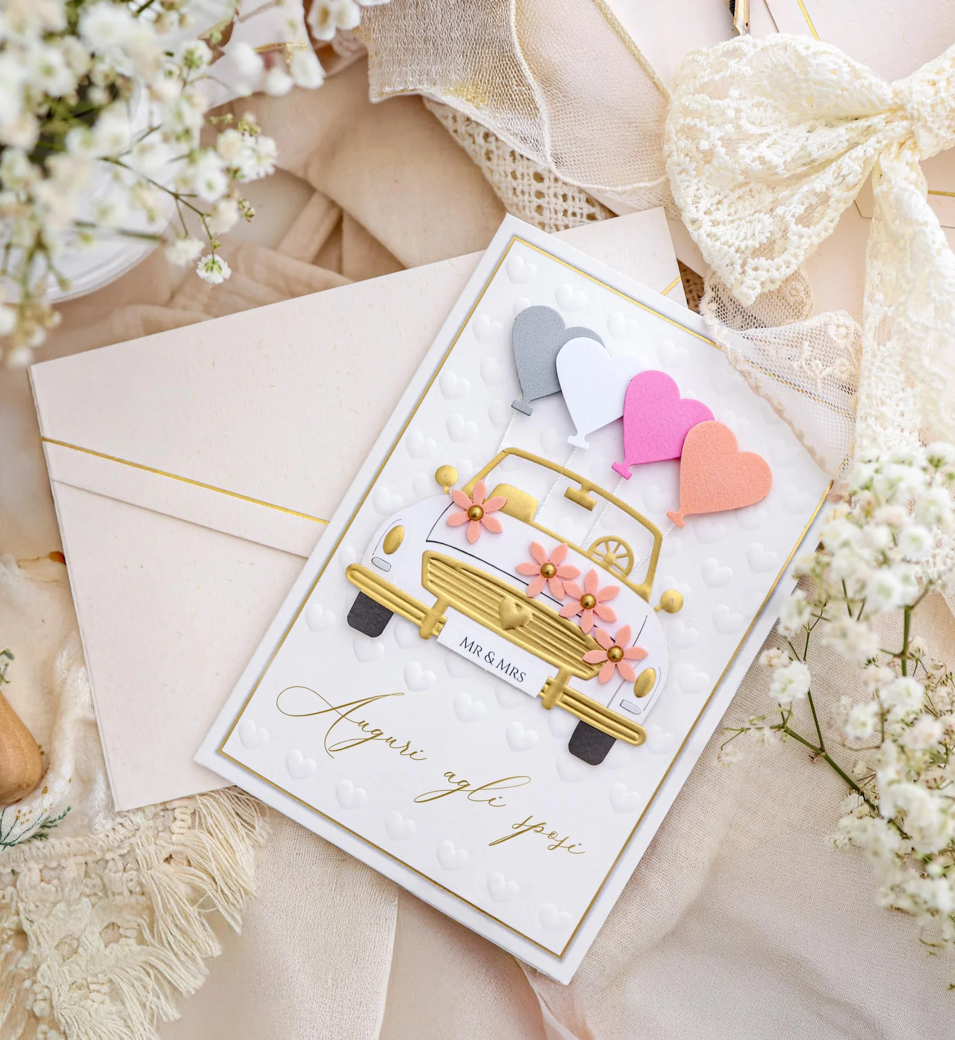 Joli Coon Biglietto auguri matrimonio Signature 3D - Biglietto di auguri 3D con busta FinePaper e adesivo sigillo