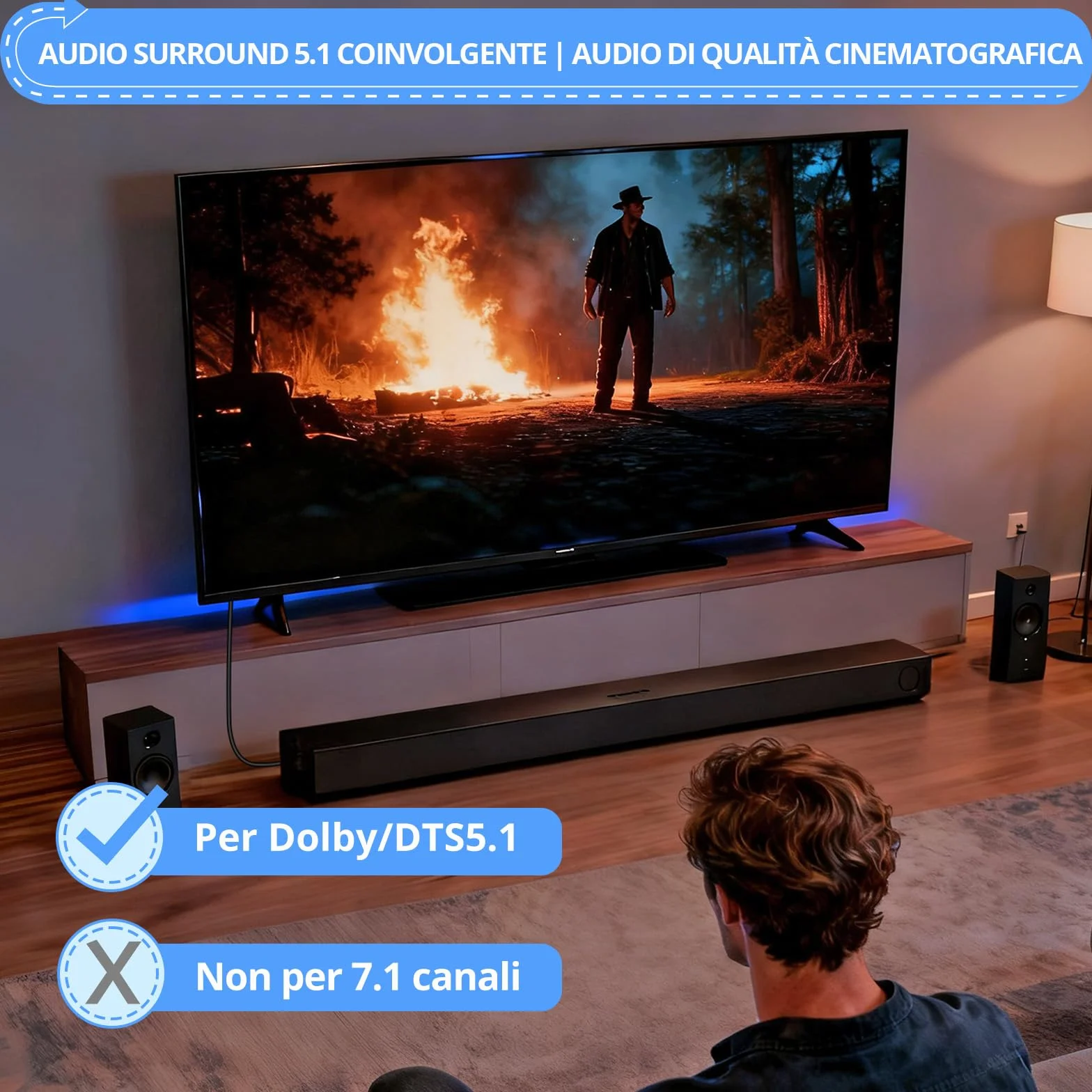 CAMWAY Estrattore Audio HDMI Convertitore HDMI Ottico 5.1 Canali 4K@30Hz Cavo Ottico 1M Dobly DTS