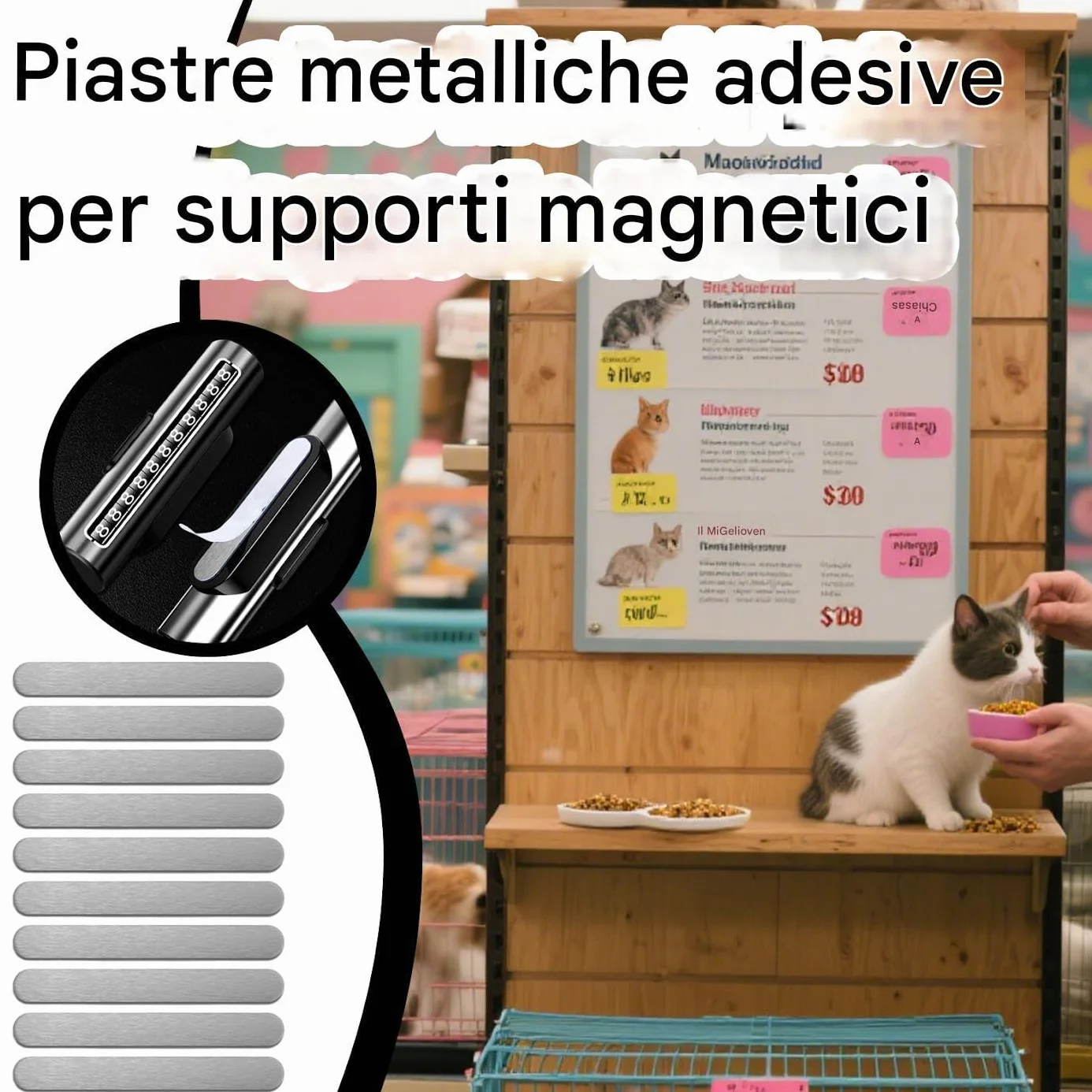 Piastre Acciaio Magnetico 10 Pezzi Strisce Metalliche Autoadesive Montaggio Magneti