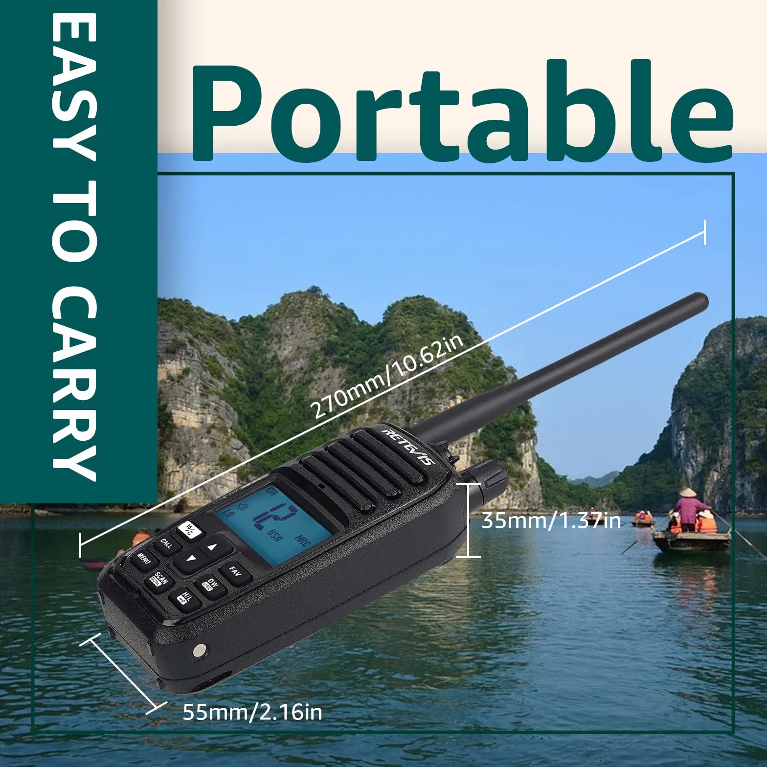 Retevis RM21 Radio Marina Palmare Walkie Talkie Impermeabile IP67 Riduzione Intelligente del Rumore AI 88 Canali