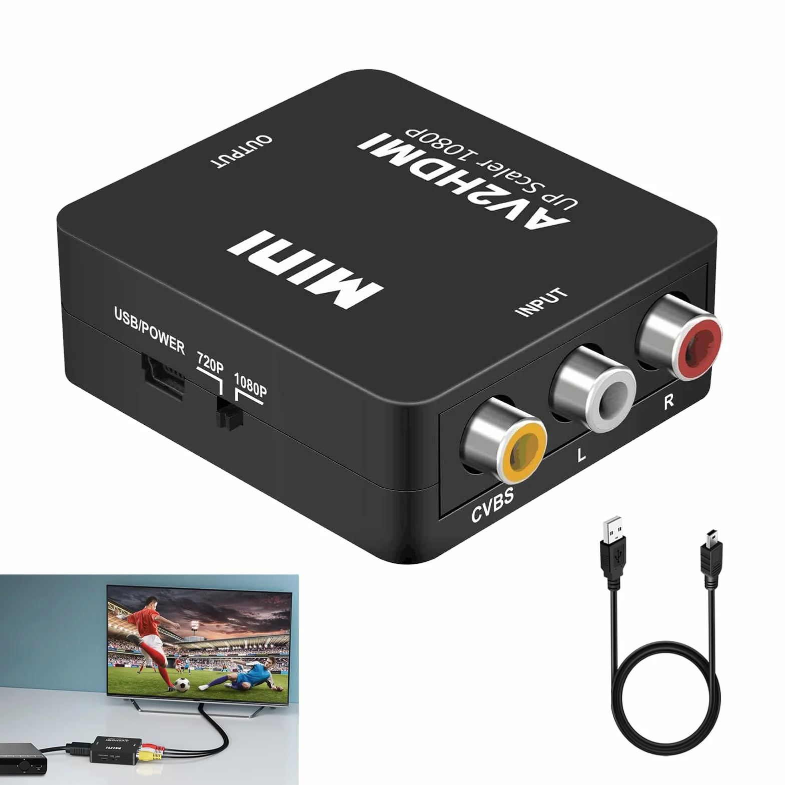 Convertitore RCA a HDMI 1080P Adattatore AV Audio Video Composito per TV Monitor PS3 PS4 Xbox