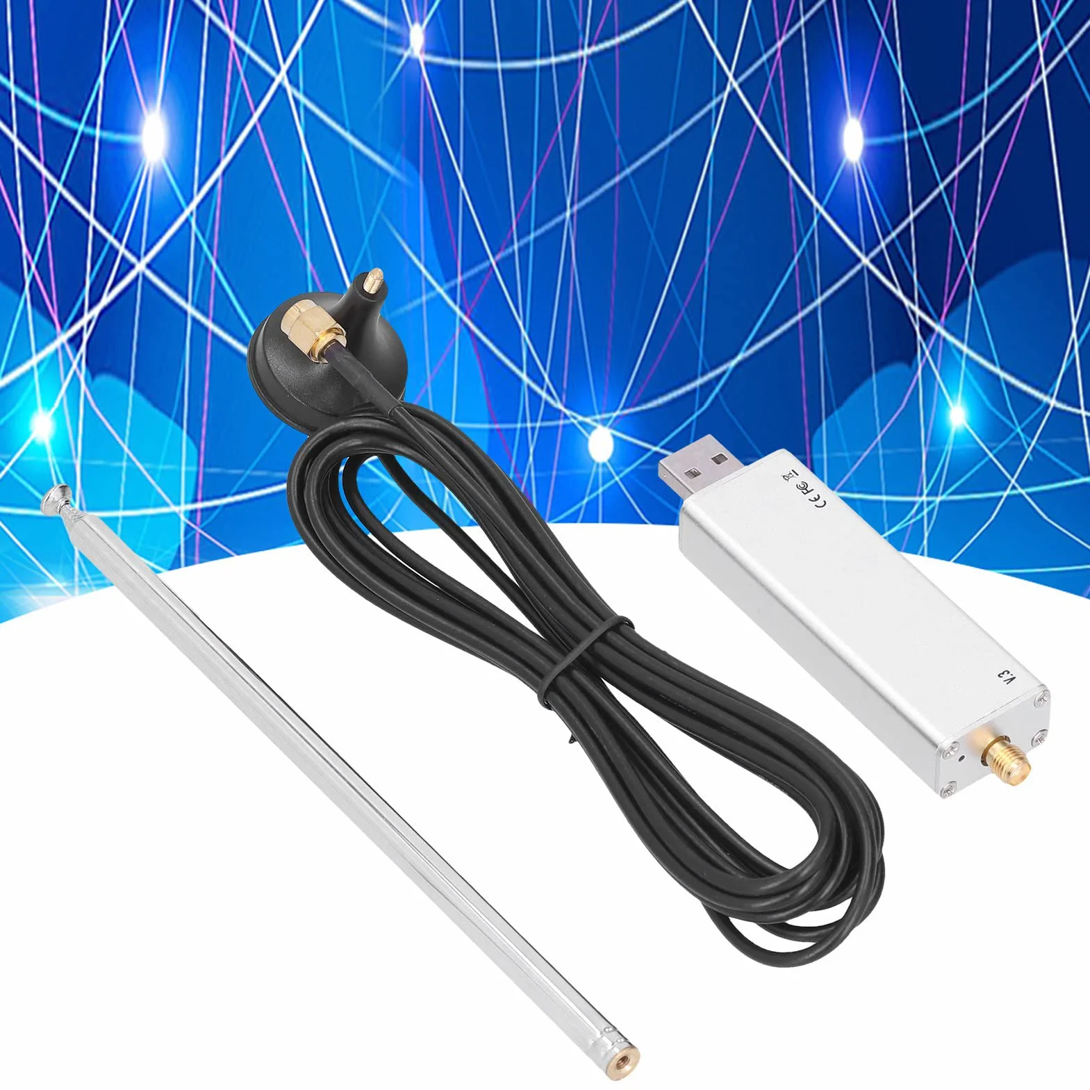 Ricevitore Radio Rtl-Sdr V3, Kit SDR con Base Antenna, Banda Completa per Aviazione e Radioastronomia