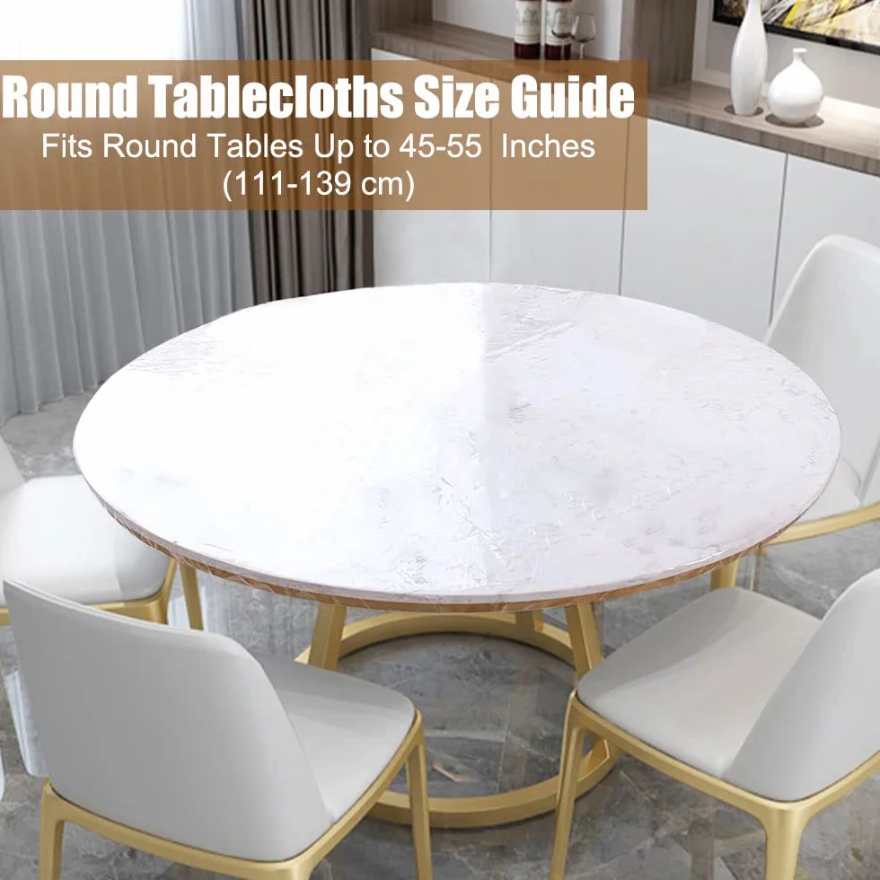 Tovaglia rotonda in vinile impermeabile con bordo elastico, PVC per interni ed esterni (45"-55")