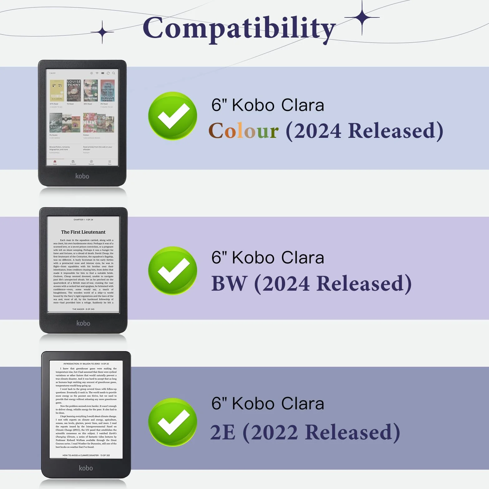 MoKo Case dla Tolino Shine Color/Shine 5(2024)/4(2022) Kobo Clara Colour/BW/2E, PU Cover z Auto-Awakening/Sleep, Slot, Pasek i Podpórka, Nocny Niebieski