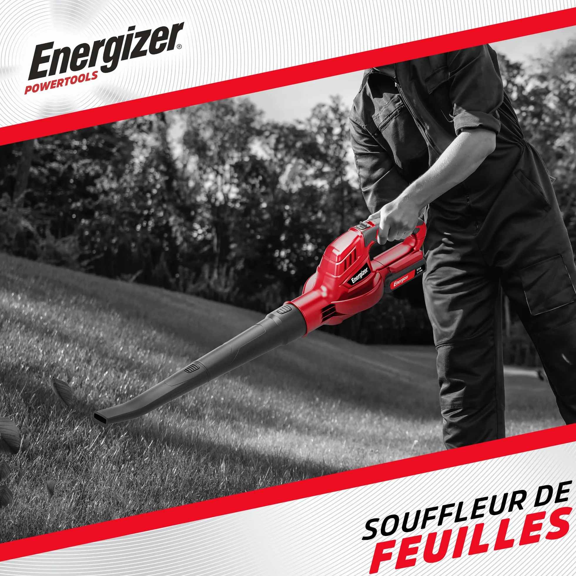 Energizer Soffiatore di foglie senza fili 20 V, velocità aria 210 km/h, portata 5000 l/min, motore 13000 RPM, leggero 1,2 kg, batteria 20 V e caricabatterie inclusi