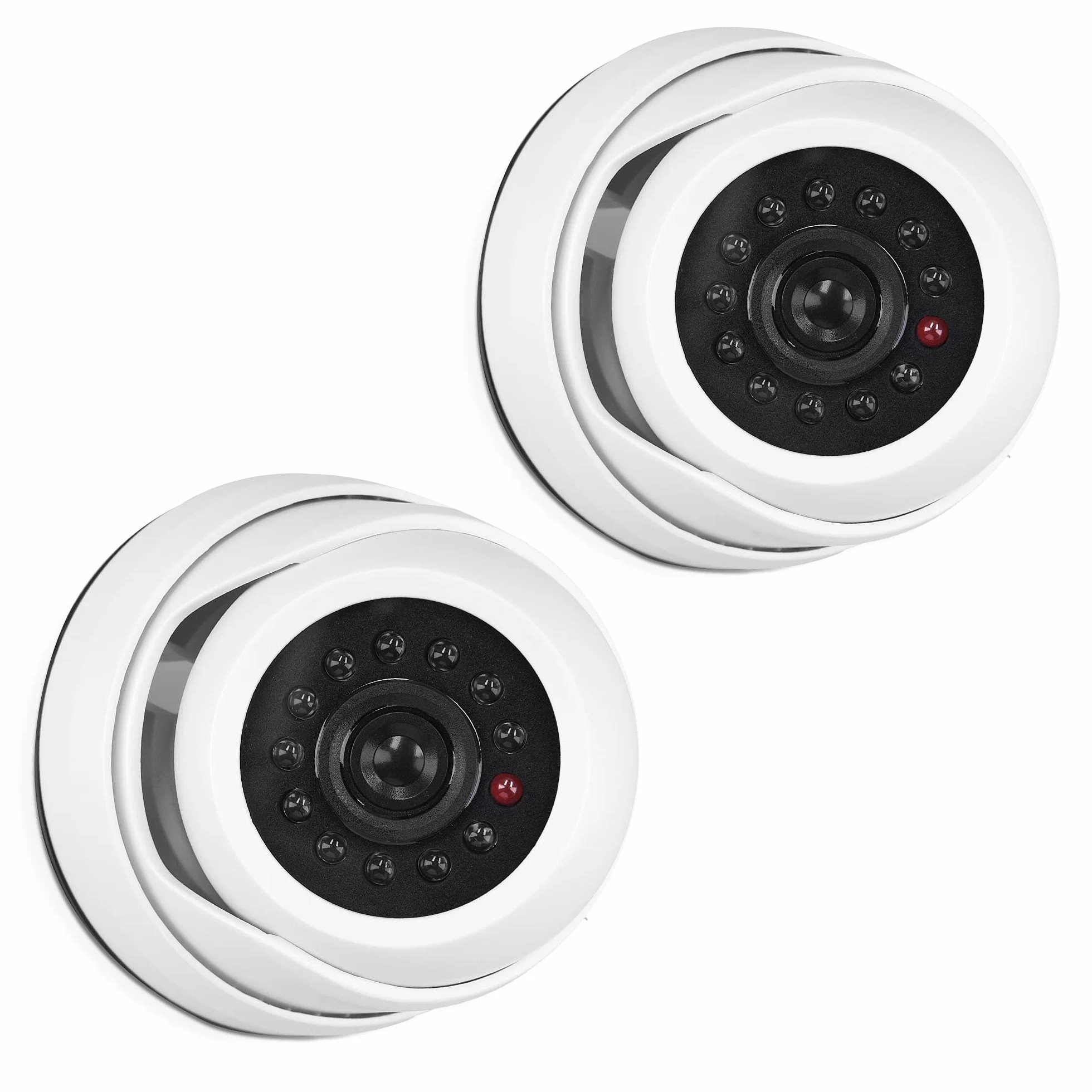 kwmobile Set 2x Finta Telecamera Sorveglianza a Cupola con LED - Dummy Camera Videosorveglianza - Bianco