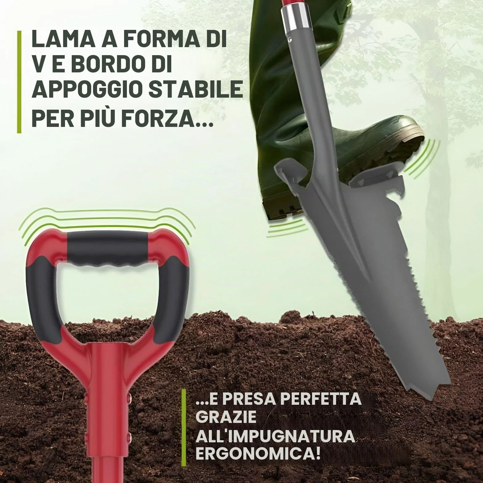 Sega a vanga e radici, taglia radici, lama a V per una facile crescita nel terreno, a risparmio energetico ed ergonomica