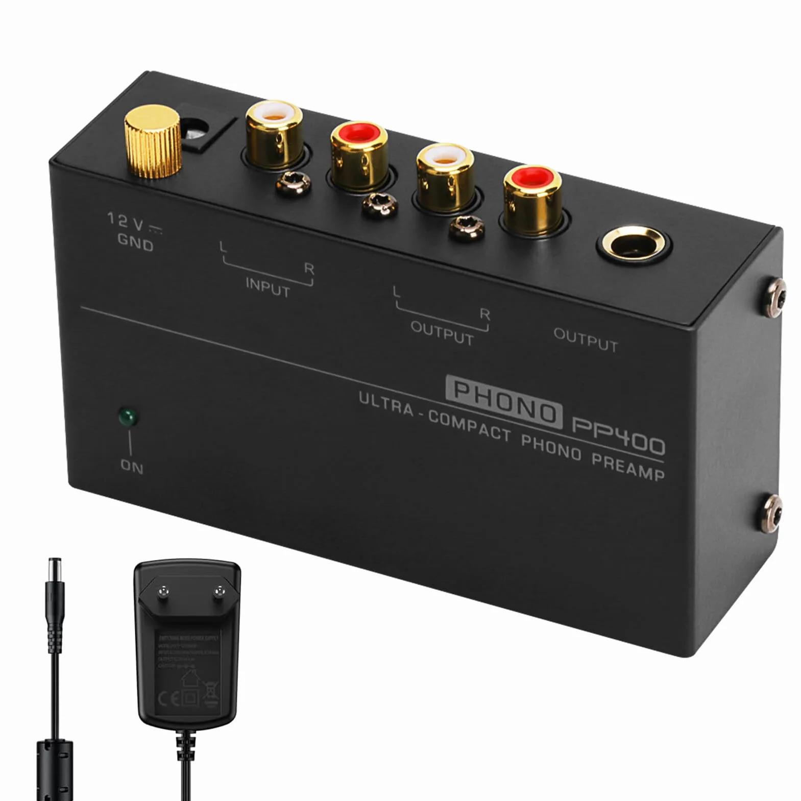Molbory Phono preamplificatore giradischi RCA Input Output 12 V ultra compatto