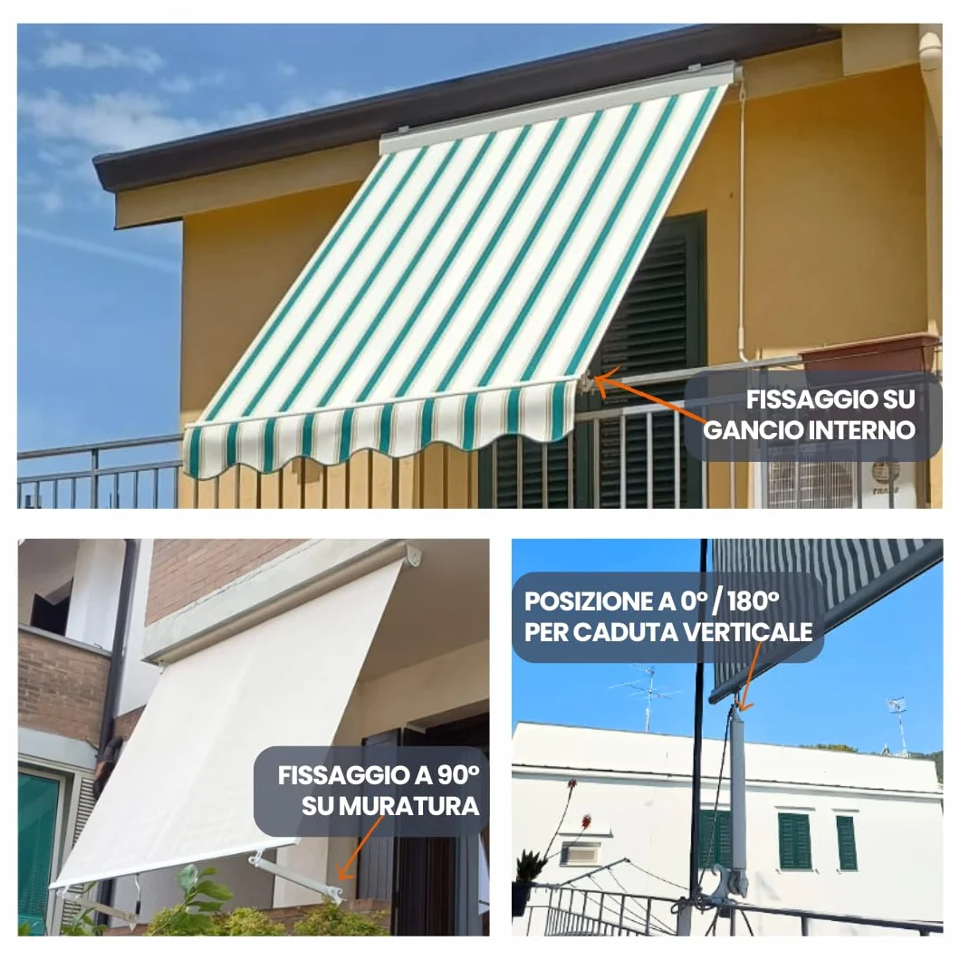 Braccetti per Tende da Sole Esterne in PVC Bianco 50 cm Regolabili 180° 1 Coppia