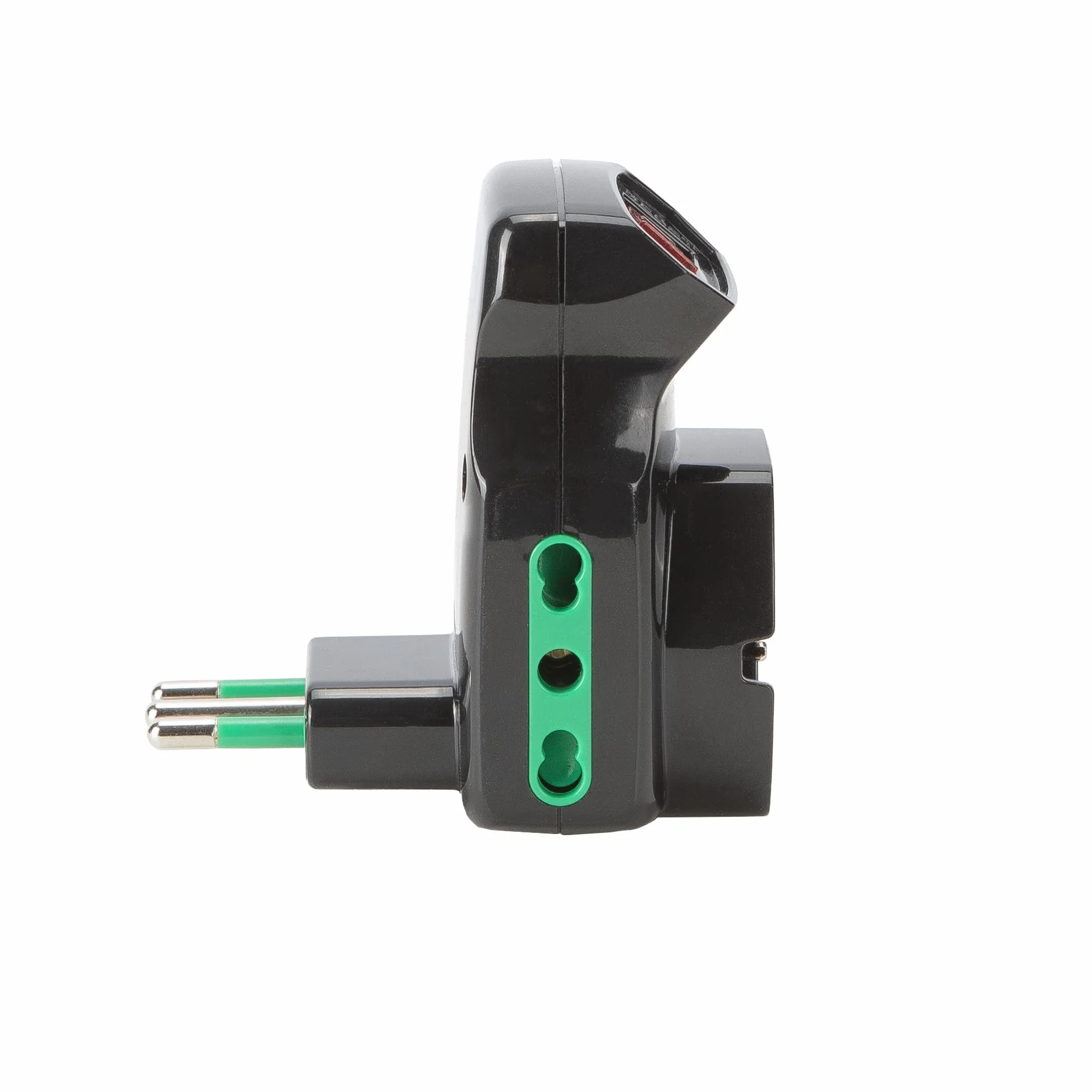 FANTON Adattatore triplo spina piccola 10A 2 prese bipasso 16A 1 presa bipasso italo/tedesca schuko con interruttore protezione sovraccarico NERO