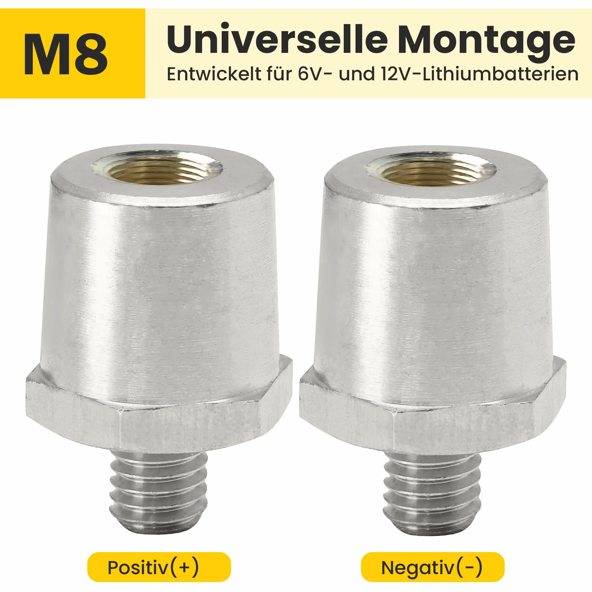 Offgridtec Adattatori Poli Batteria M8 Lega Rame-Argento 6V 12V