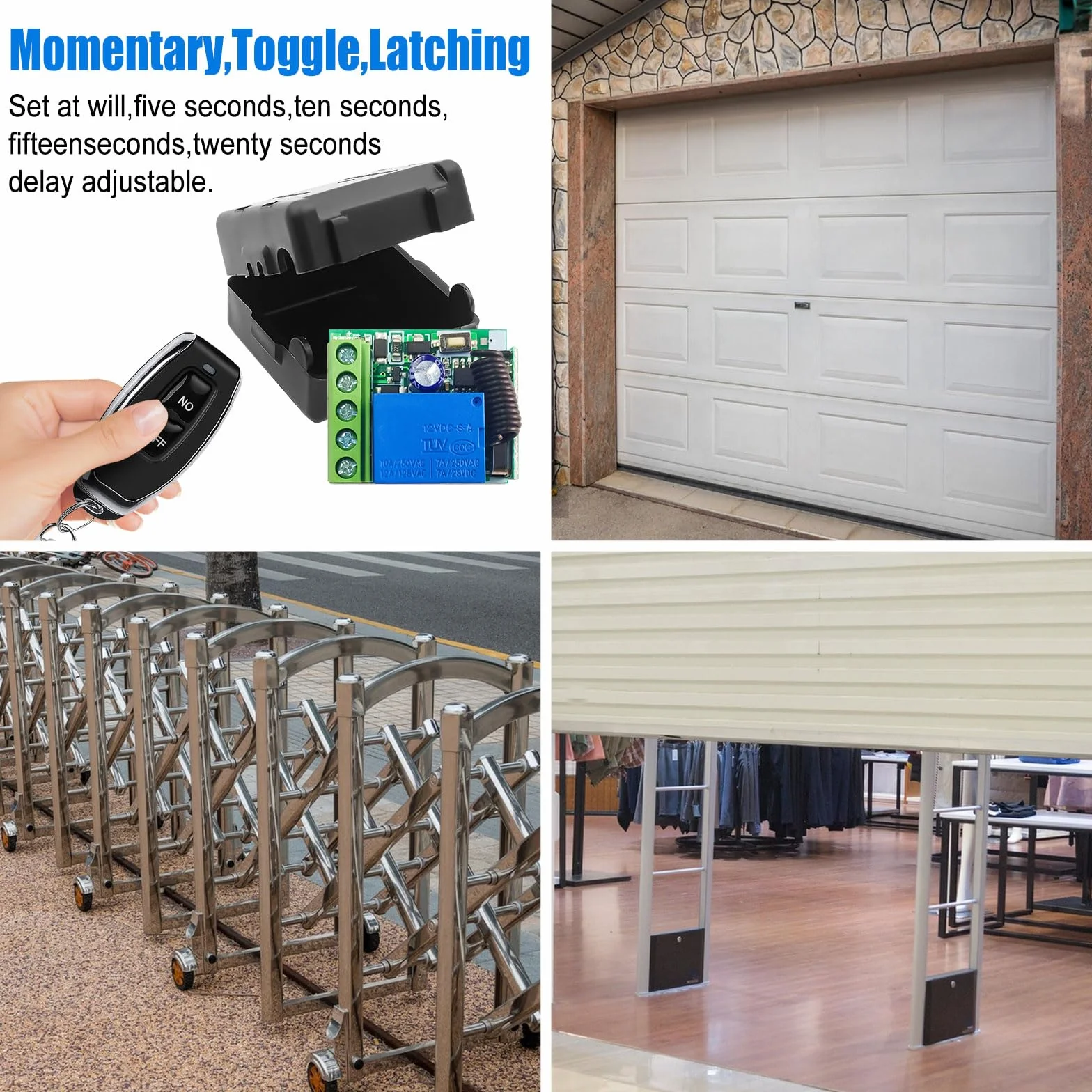 433 MHz Interruttore di controllo remoto senza fili DC 12V 1CH RF modulo ricevitore relè con trasmettitore lungo raggio per apriporta garage