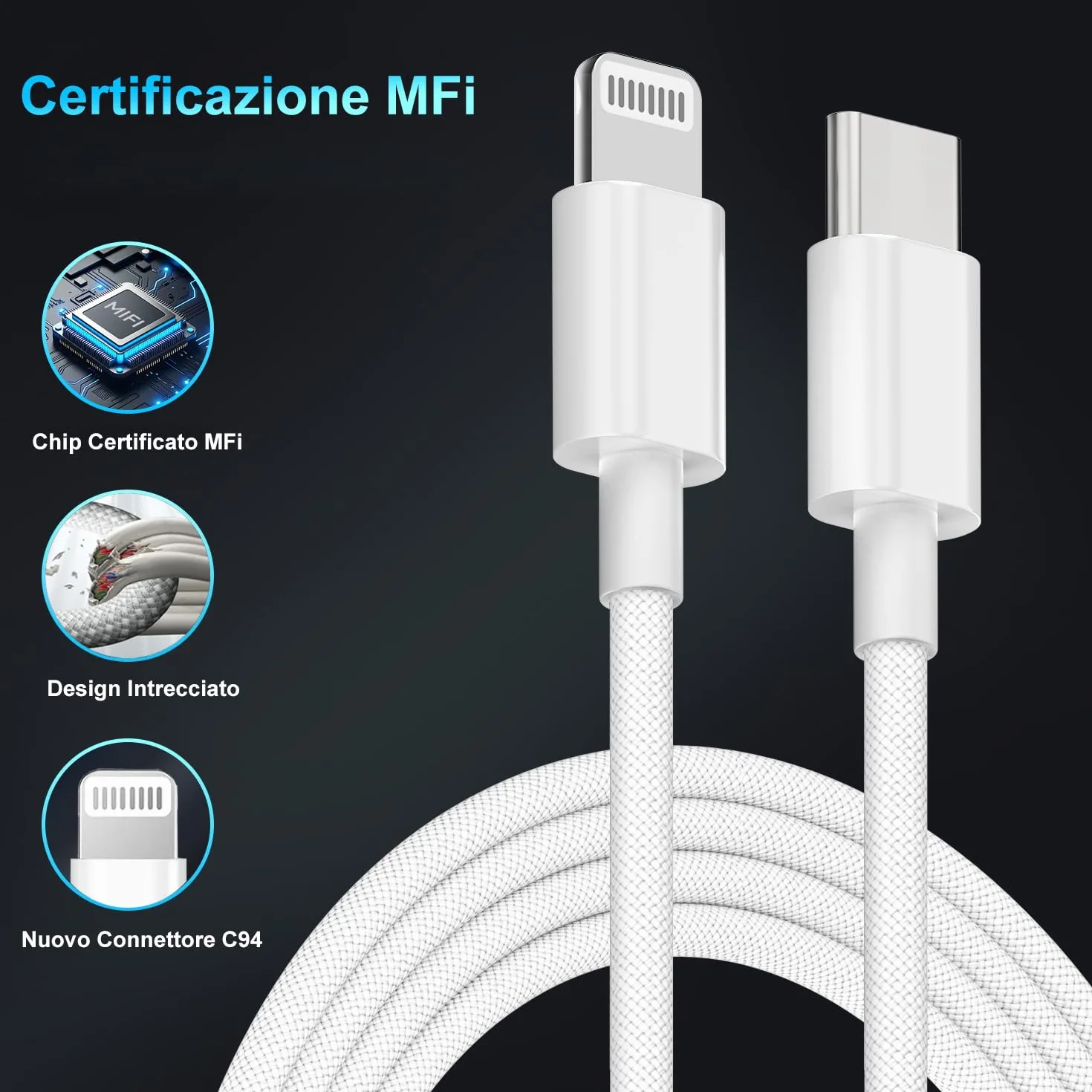 Apple MFi Certified 25W USB C Caricatore iPhone 14/13/12/11 Pro Max Plus Mini SE XR X XS 8 7 6 con Cavo Lightning 1m