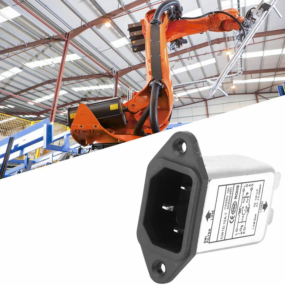 Filtro di Alimentazione EMI 115 V-250 V 10A 50/60Hz Monofase