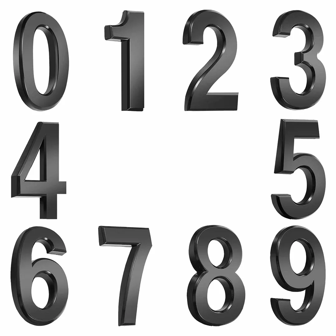 10 Pezzi 2,75 Pollici Autoadesivo Numeri di Porta Casa Numeri di Cassetta Postale Numeri di Indirizzo di Strada per Segni delle Cassette Postali, da 0 a 9 (Nero)