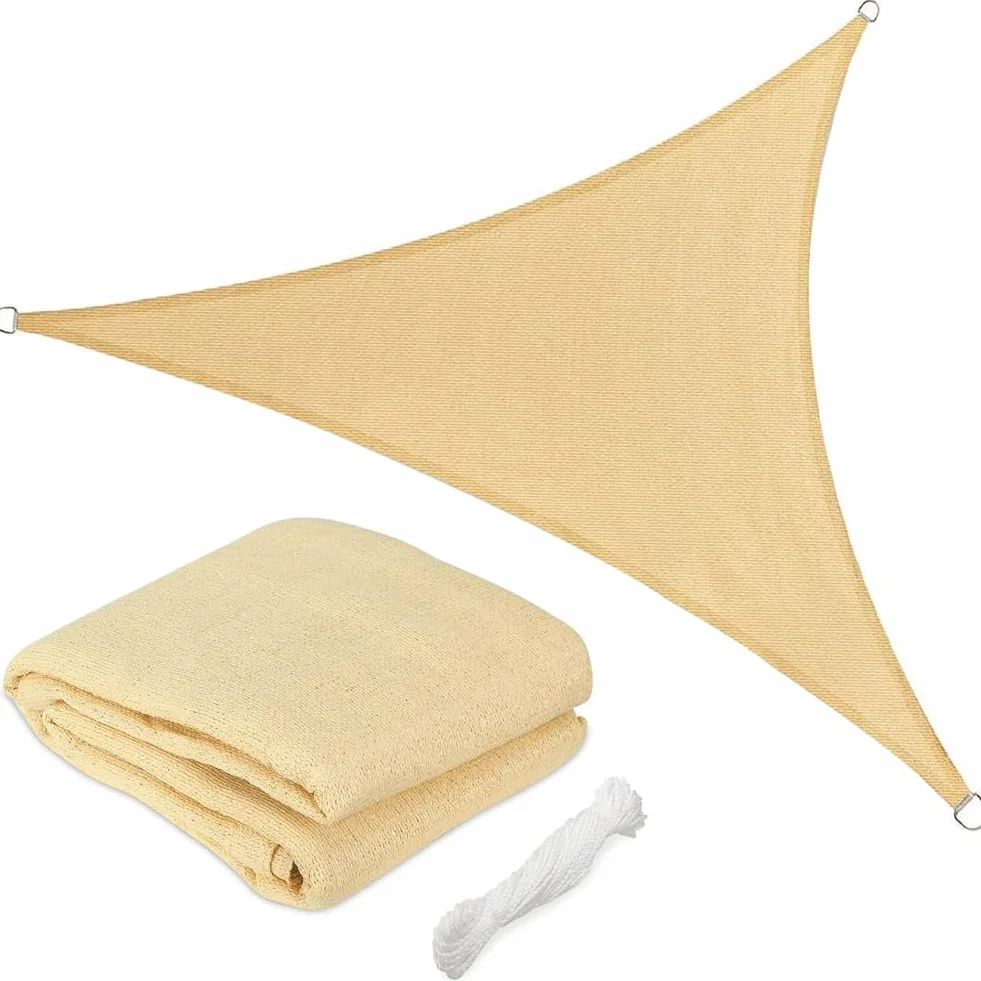 Bakaji Vela Telo ParaSole Tenda Triangolare Ombreggiante in HDPE 5x5 Mt Resistente Protezione UV 90% Per Ombra Giardino Terrazzo con Aggancio Occhielli Senape (5 x 5 x 5 mt)