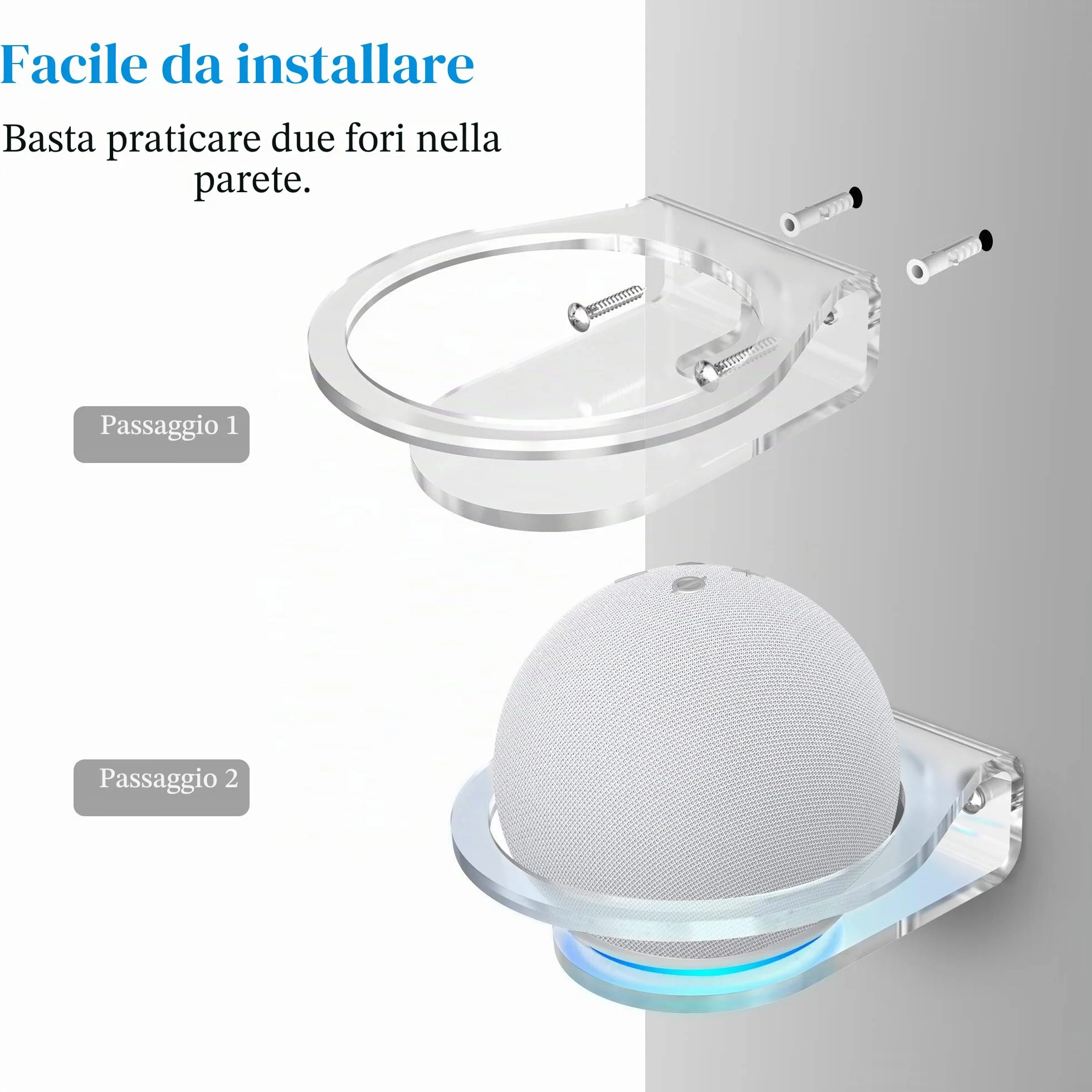 Cozycase Supporto da parete Compatibile con Dot 5/4a & Homepod Mini, mensola in acrilico 1-Pack