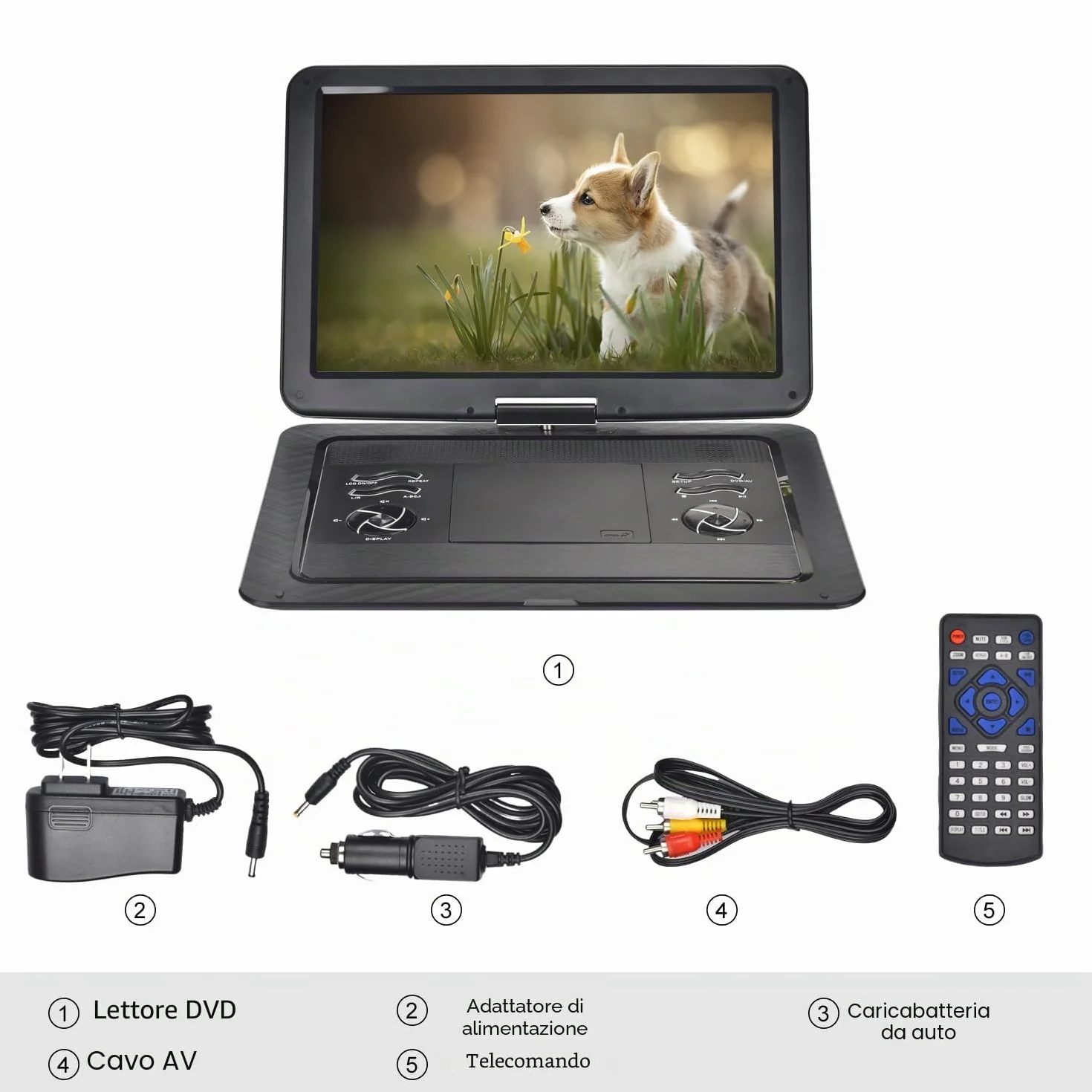 Lettore DVD portatile 19,6" HD per auto bambini multi-regione