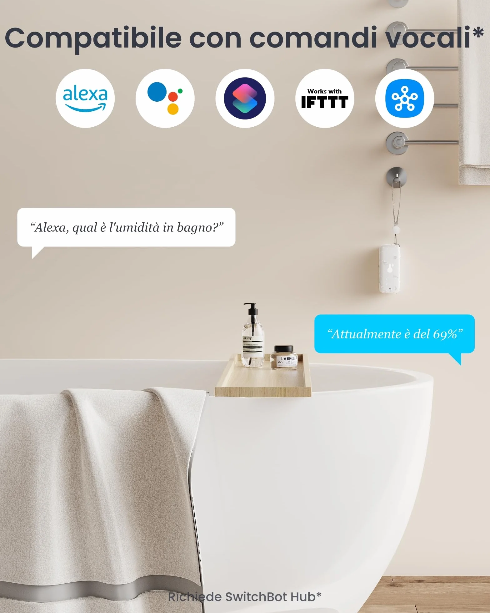 SwitchBot Termometro e igrometro WiFi 3 pezzi con hub mini Matter IP65 interno esterno senza fili