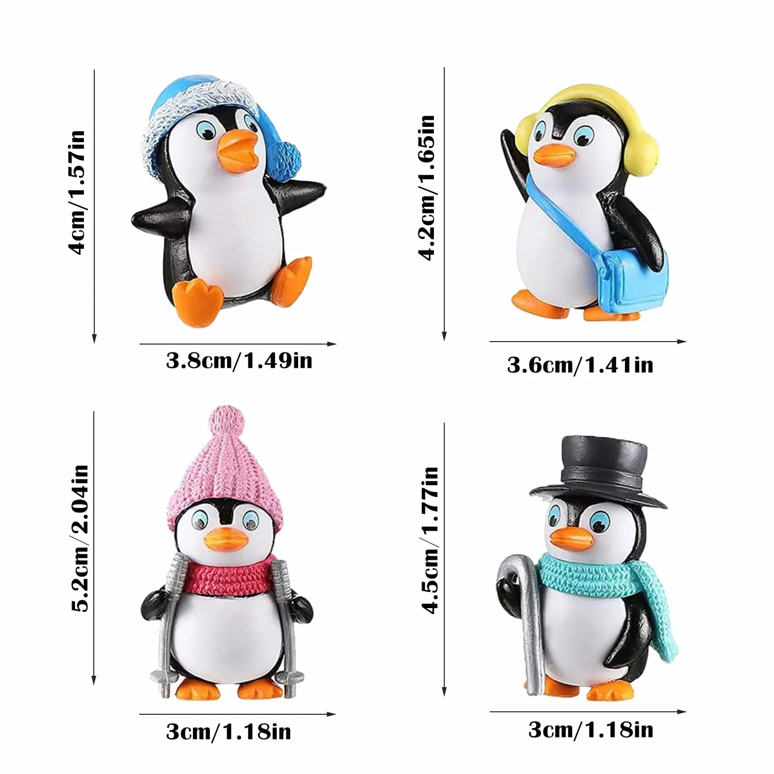 8 mini statuette pinguino, pinguino in miniatura, statuette di animali, micro paesaggio, ornamenti fai da te, in resina, per bonsai, mini decorazione da giardino, portachiavi fai da te