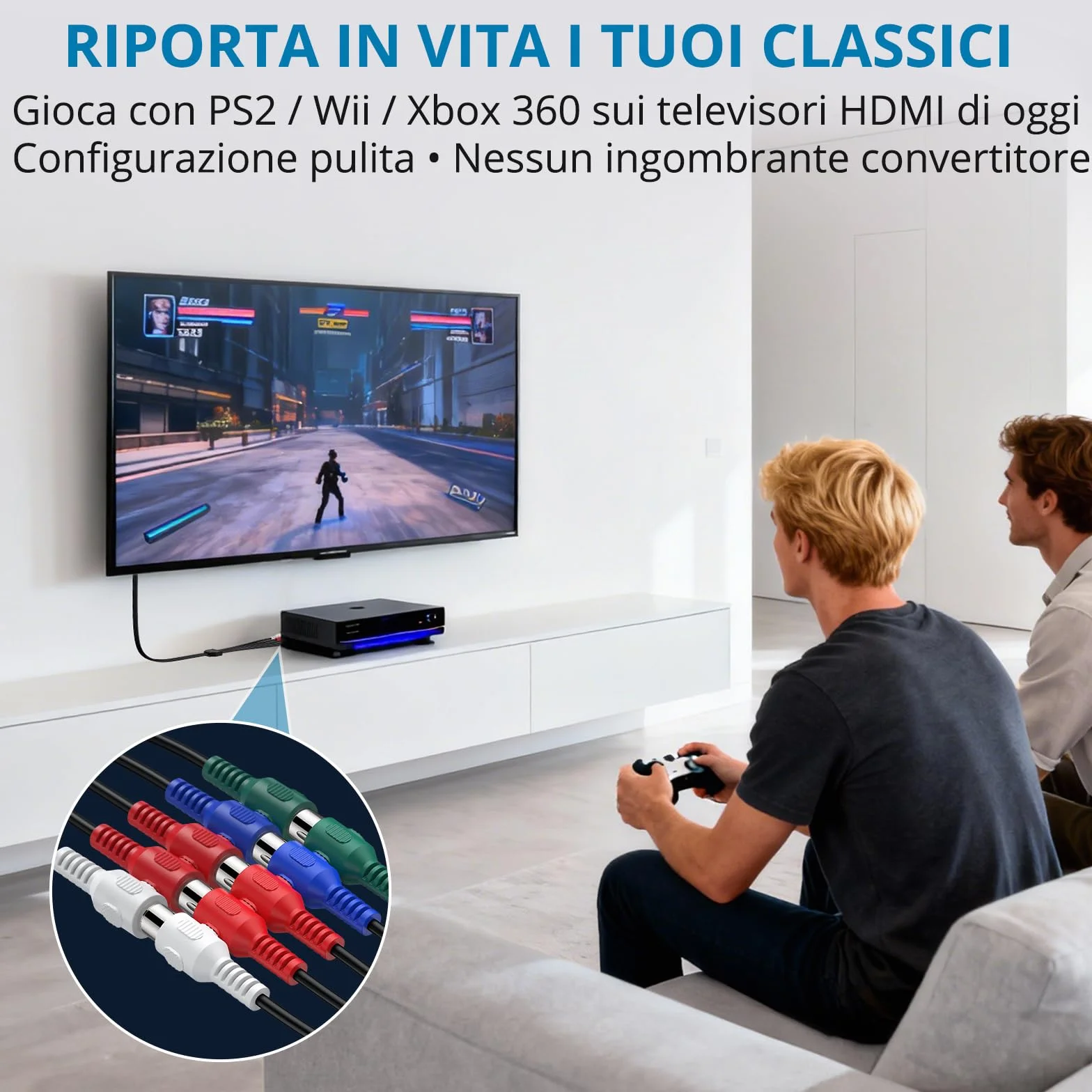 AUTOUTLET Convertitore YPbPr a HDMI, Adattatore Component a HDMI, Supporta 1080P, LPCM 2.0, PS2/Wii/Xbox 360