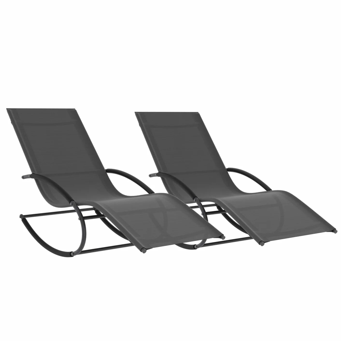IDMarket - Set di 2 sedie a Dondolo da Giardino Malawi in Tela Grigia e Grigio Antracite