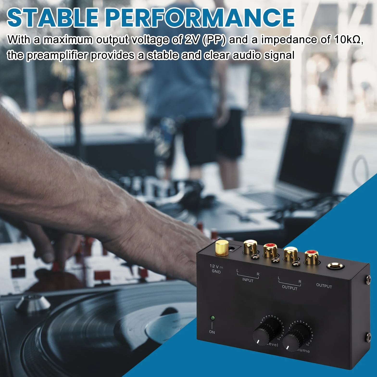 Giradischi Phono Preamp MM Ingresso Uscita RCA Amplificatore Stereo con Livello Preamplificatore DC