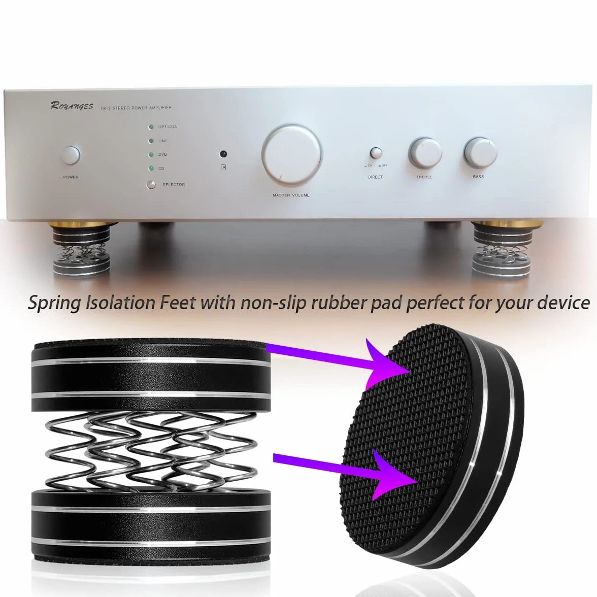 Piedini isolanti per giradischi in alluminio UCINNOVATE, regolabili a molla, antiscivolo, per amplificatori HiFi