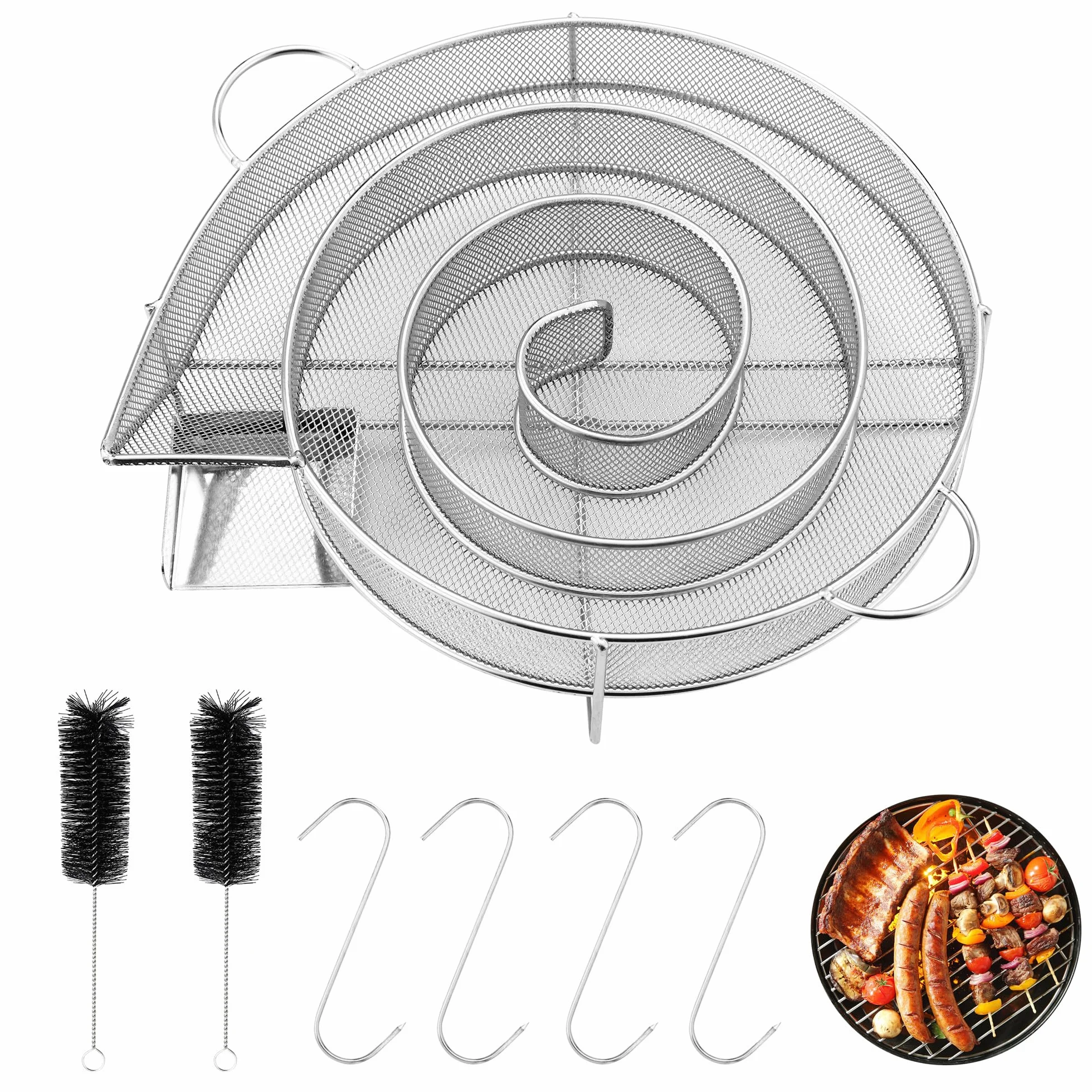Affumicatore Barbecue Portatile,Generatore Fumo Freddo con Manico,Con 2 Spazzola, 4 Ganci,per griglie, affumicatori e forni per affumicatura, riutilizzabili