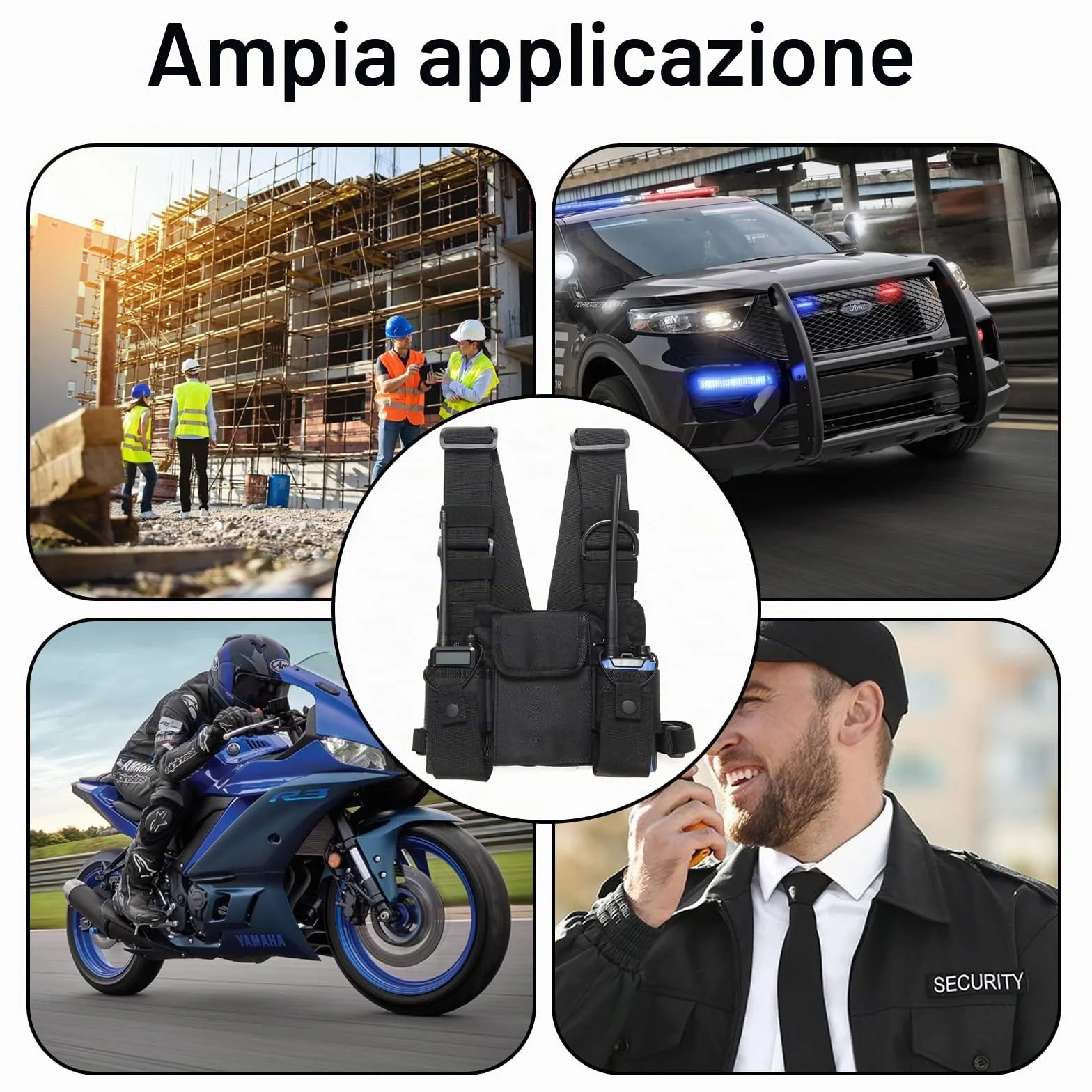 GAESHOW Walkie-Talkie Borsa a Tracolla Regolabile, Chest Pack Universale Mani Libere per Radio