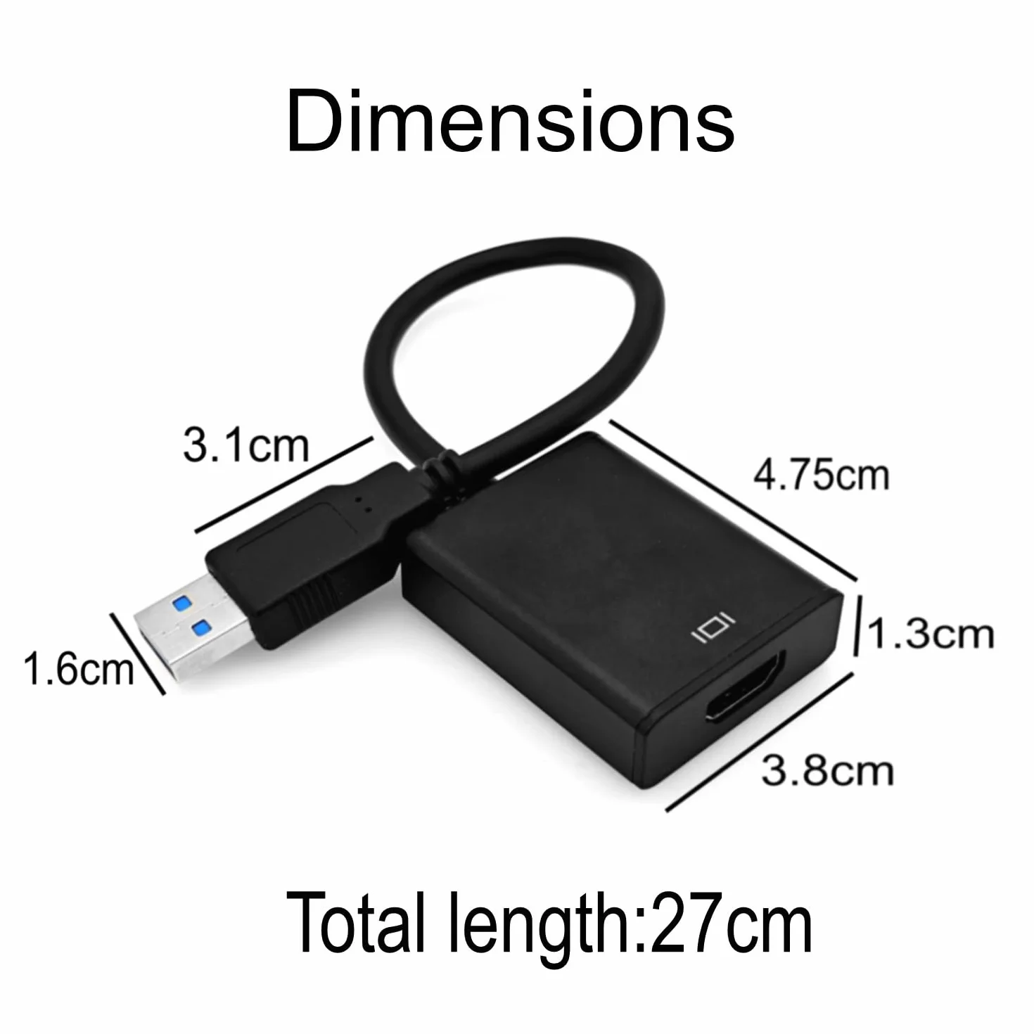 JZK Adattatore USB 3.0 a HDMI, convertitore HD 1080P per monitor esterno, scheda grafica video USB con uscita audio per Windows
