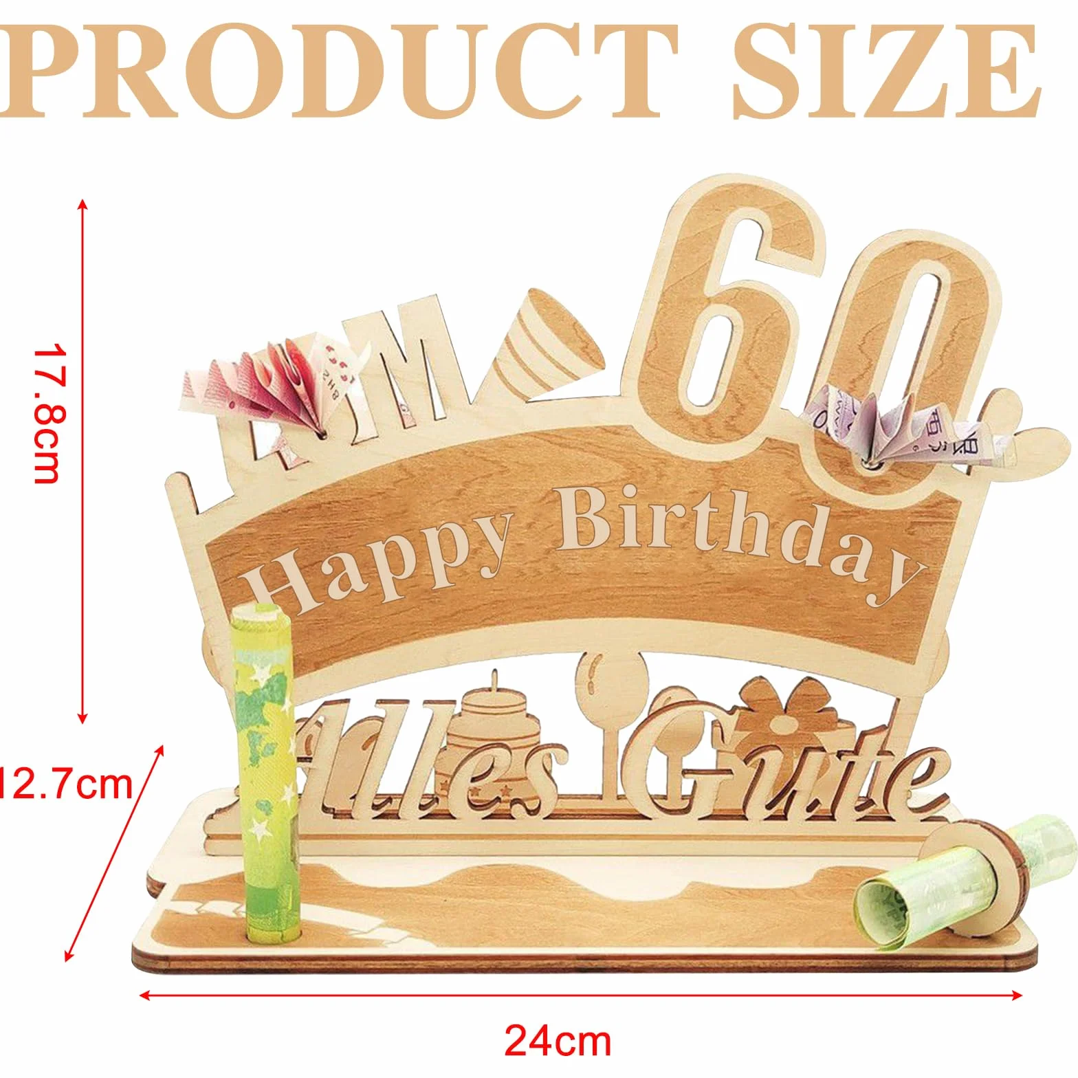 Biglietto Auguri Compleanno in Legno Personalizzato Regalo 60 Anni Donna Uomo