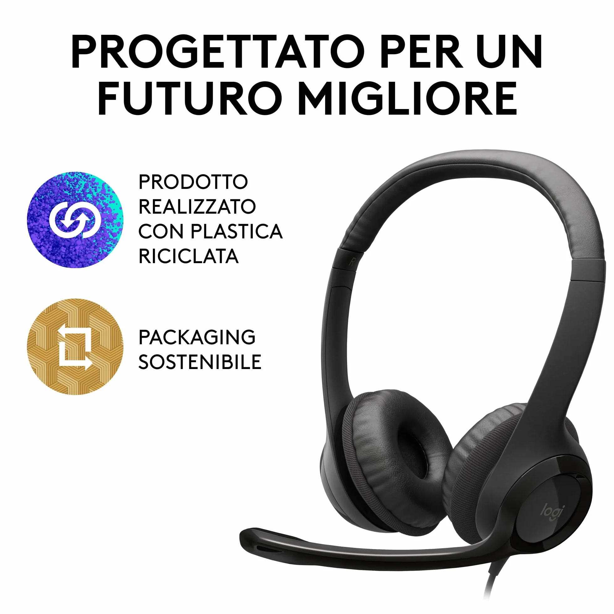 Logitech H390 Cuffie Cablate Stereo con Microfono Cancellazione Rumore USB Nero
