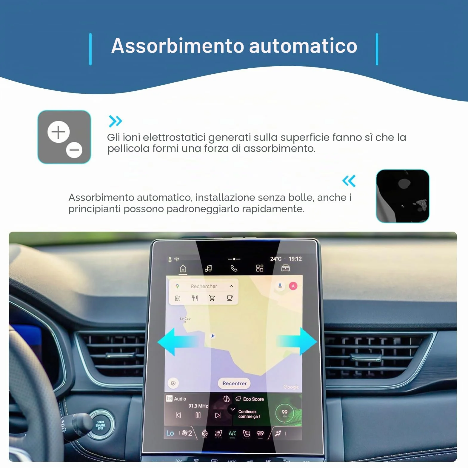 Pellicola Protettiva 10,4" Vetro Temperato 9H Antigraffio per Renault Captur 2 2025 2026 Symbioz 2025 2026 Openr Link