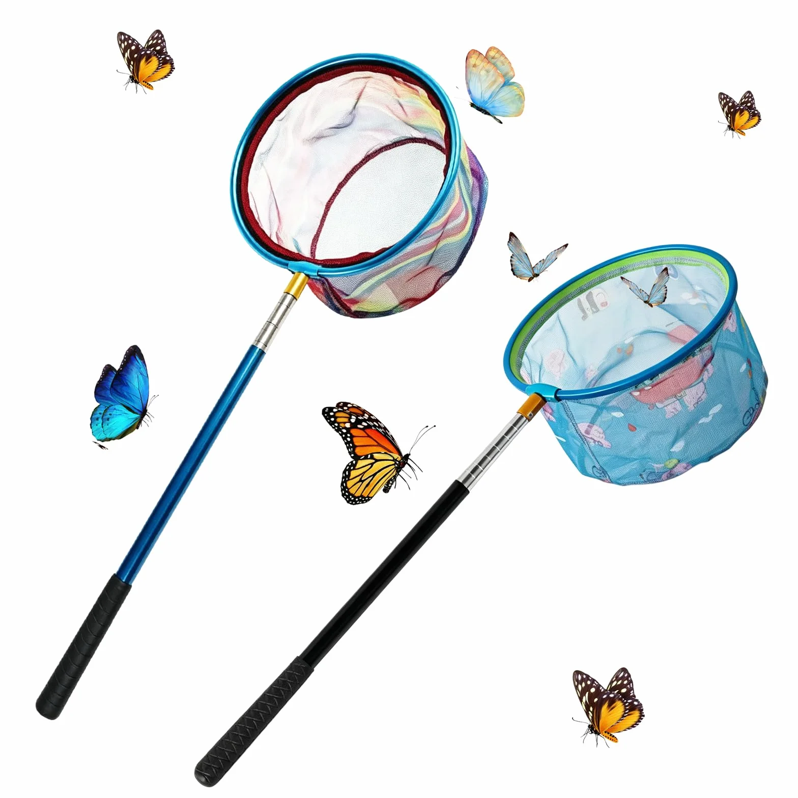 2 retini telescopici per bambini, 41,5 – 148 cm, retino da pesca per bambini, retino da pesca, rete a farfalla, retino da pesca, insetti, pesca, spiaggia, stagno, giardino, piscina