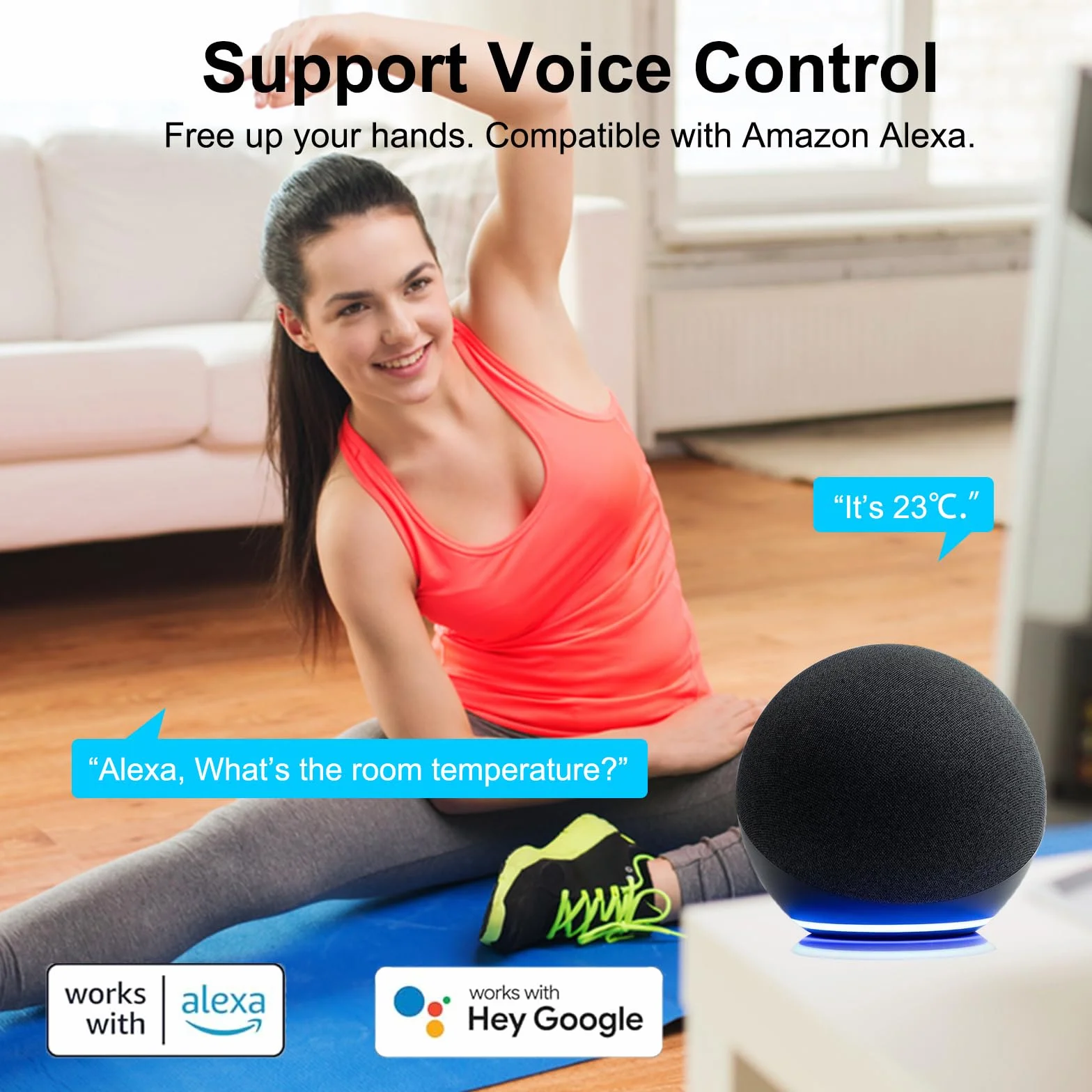 Termometro Hygrometro WiFi Smart Temperatura Umidità Monitoraggio App Remota Sensore Interno Compatibile Alexa