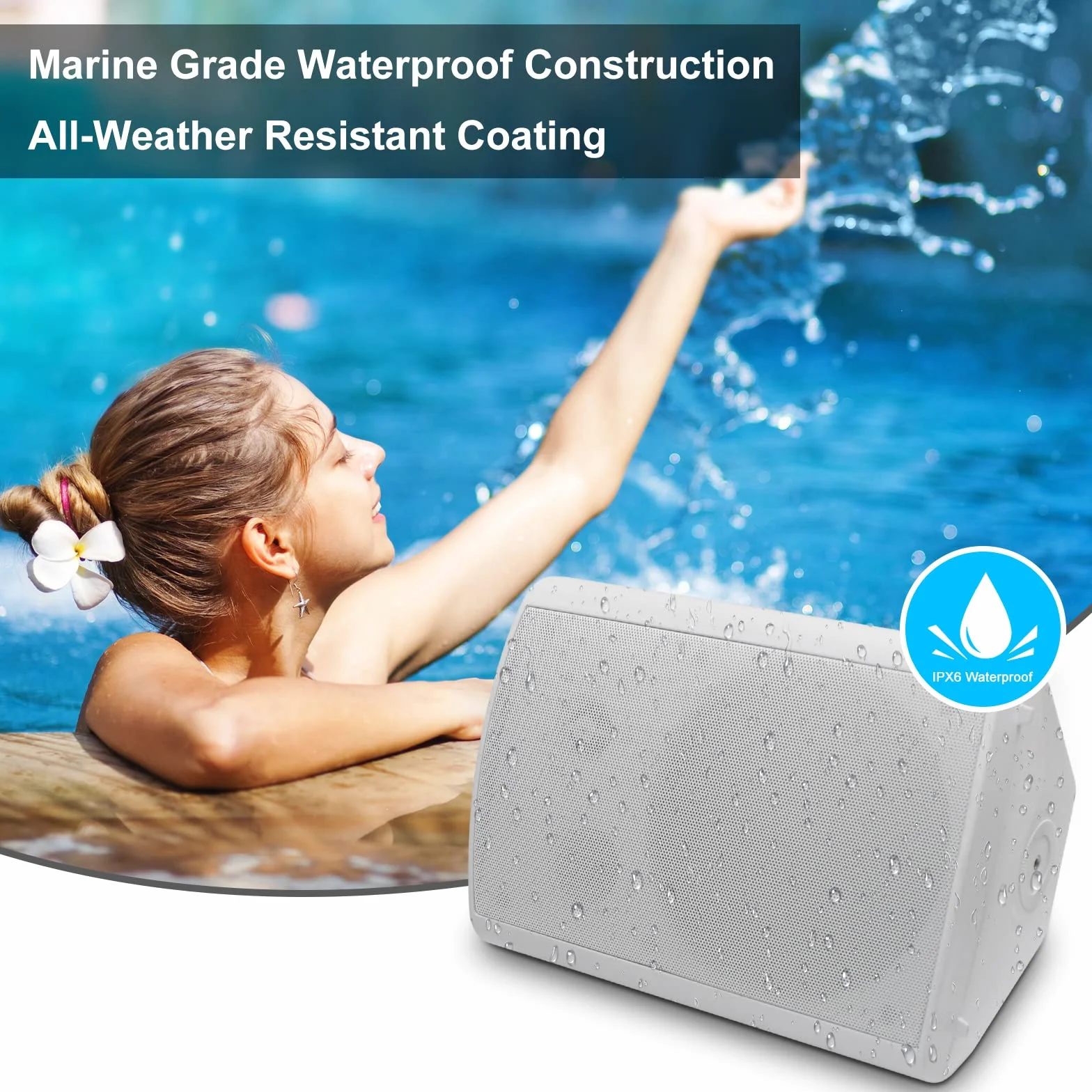 Herdio 600W 6,5" Bluetooth Altoparlanti da esterno 4 pezzi bianco